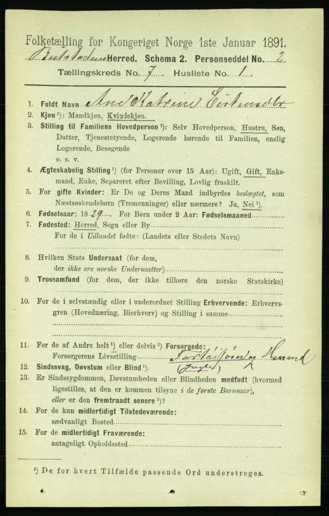 RA, 1891 census for 1727 Beitstad, 1891, p. 1745