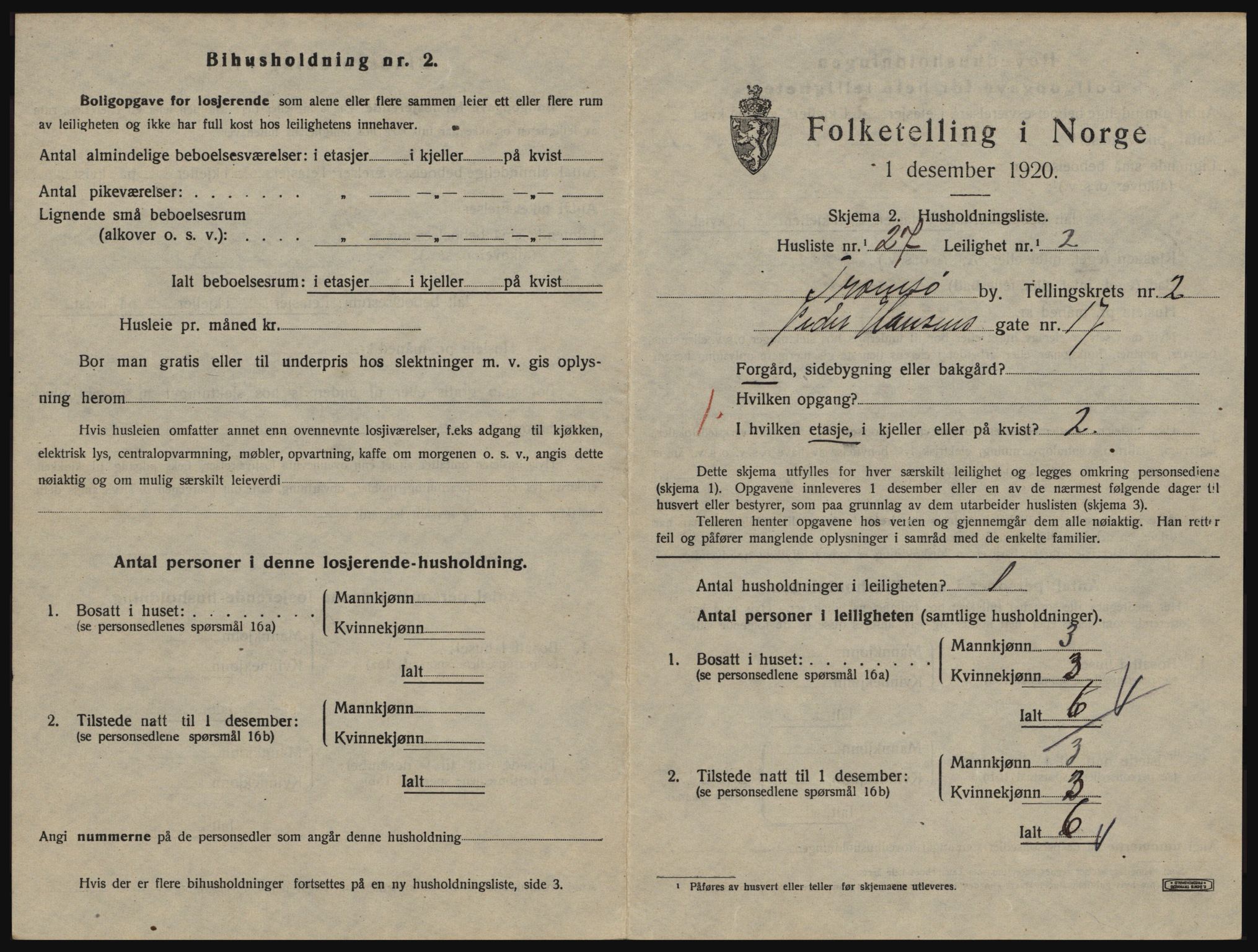 SATØ, 1920 census for Tromsø, 1920, p. 2897