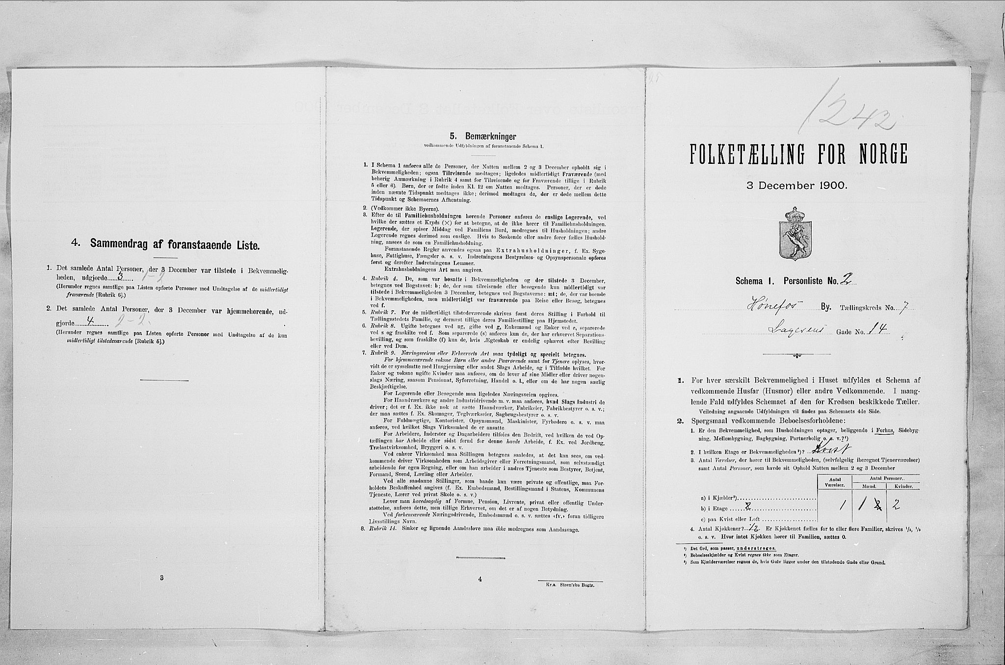 RA, 1900 census for Hønefoss, 1900, p. 753