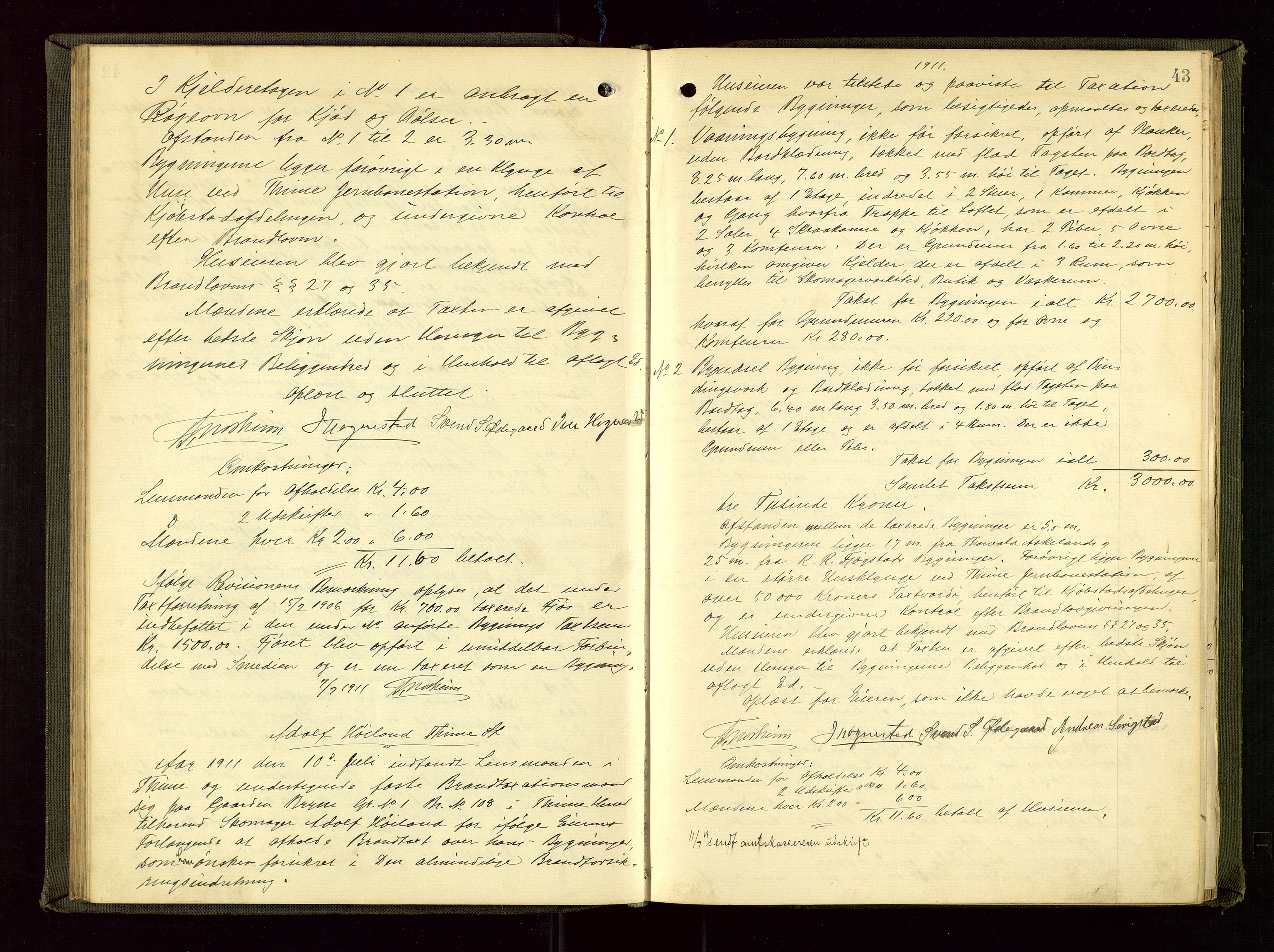 Time lensmannskontor, AV/SAST-A-100420/Goa/L0002: "Brandtakstprotokol", 1904-1920, p. 42b-43a