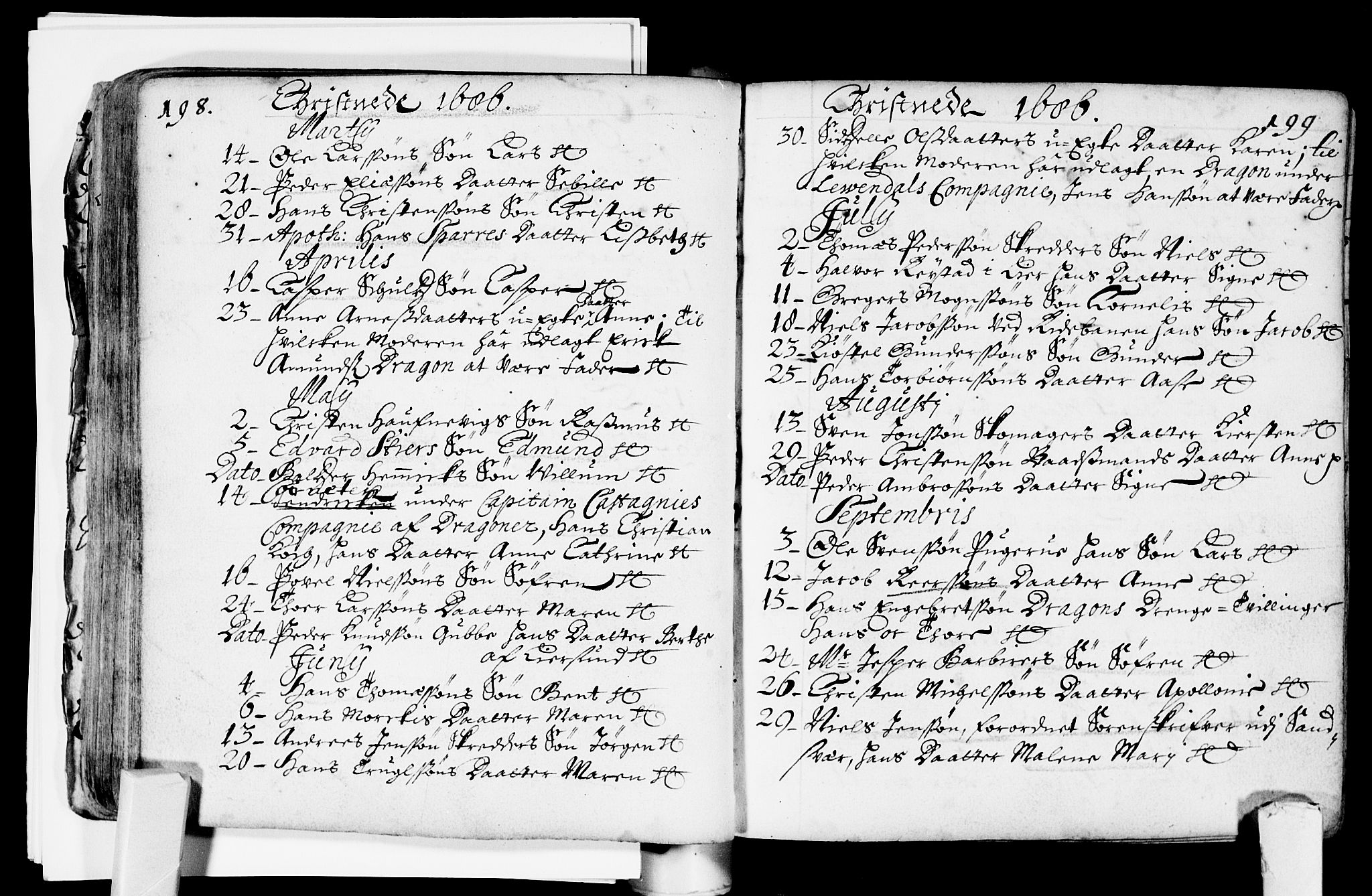 Bragernes kirkebøker, SAKO/A-6/F/Fa/L0002: Parish register (official) no. I 2, 1680-1705, p. 198-199