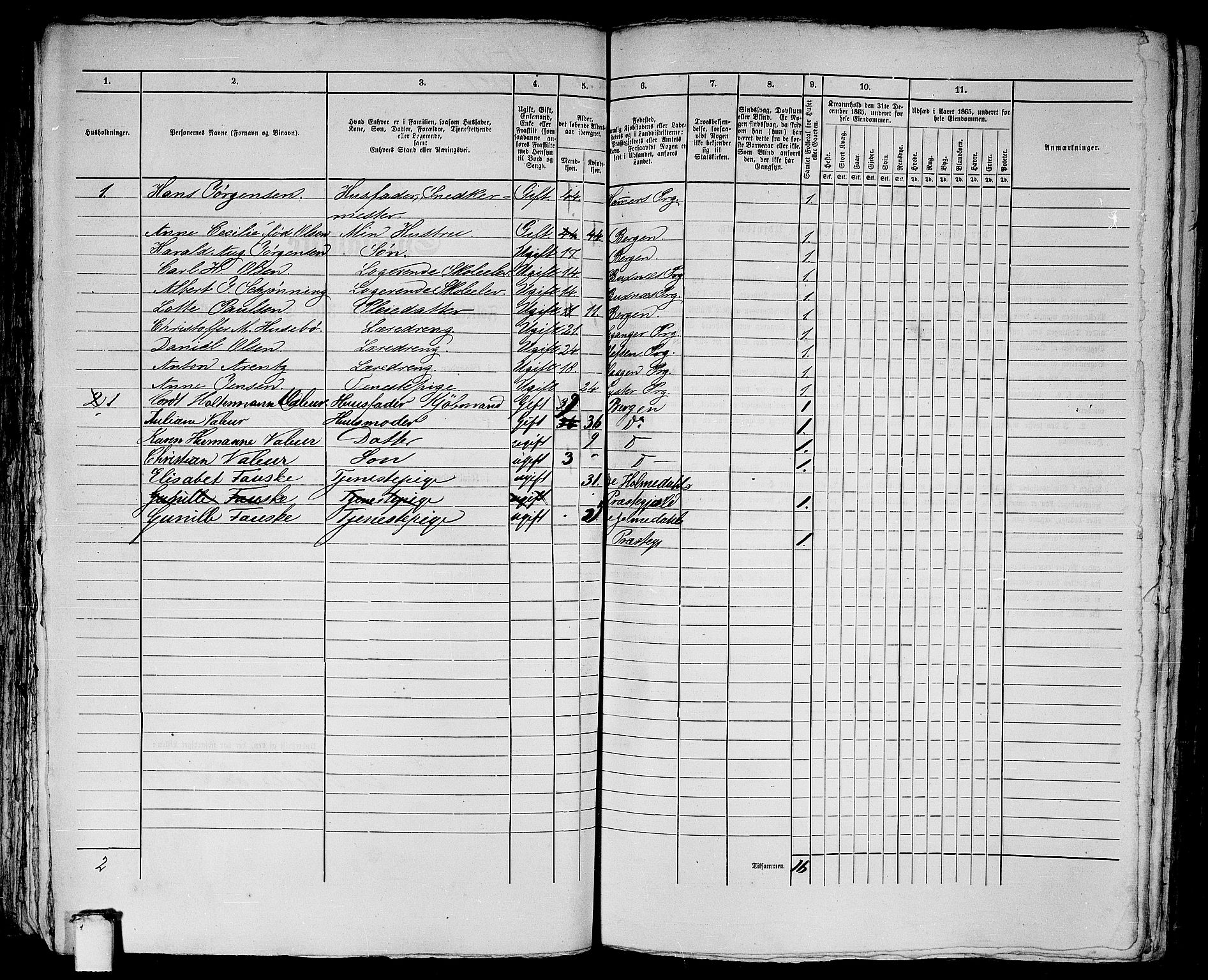 RA, 1865 census for Bergen, 1865, p. 3241