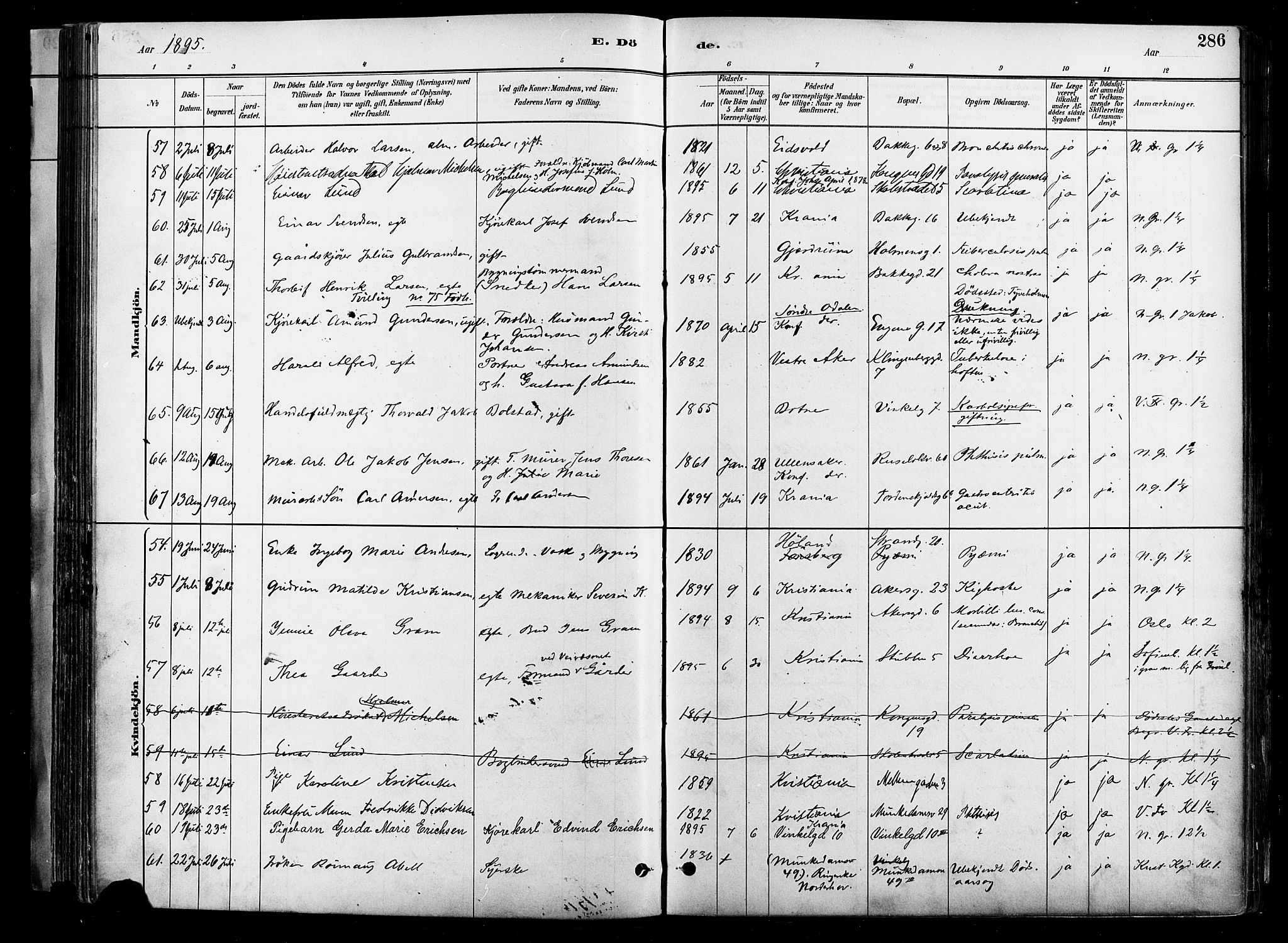 Johannes prestekontor Kirkebøker, AV/SAO-A-10852/F/Fa/L0004: Parish register (official) no. 4, 1883-1907, p. 286
