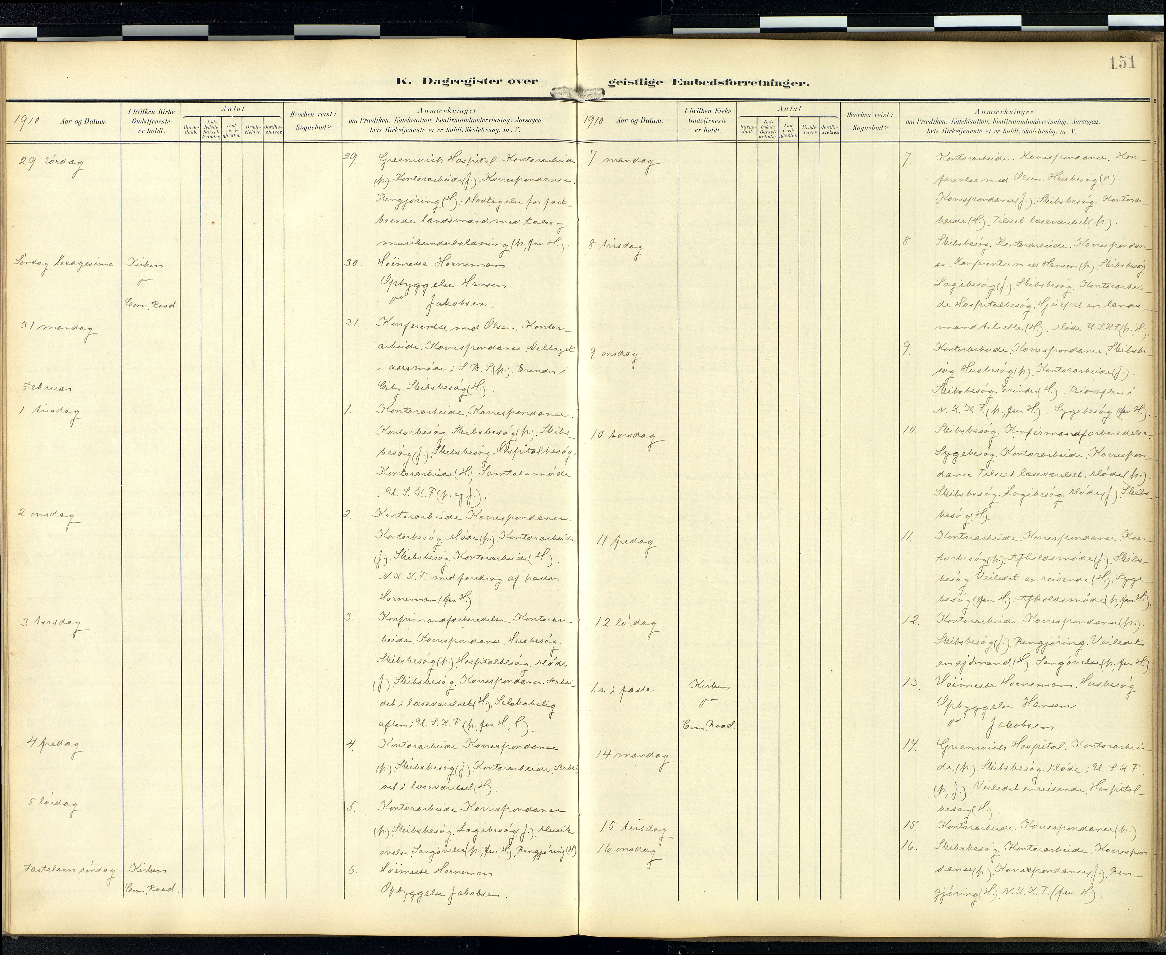 Den norske sjømannsmisjon i utlandet/London m/bistasjoner, AV/SAB-SAB/PA-0103/H/Ha/L0003: Parish register (official) no. A 3, 1903-1934, p. 150b-151a