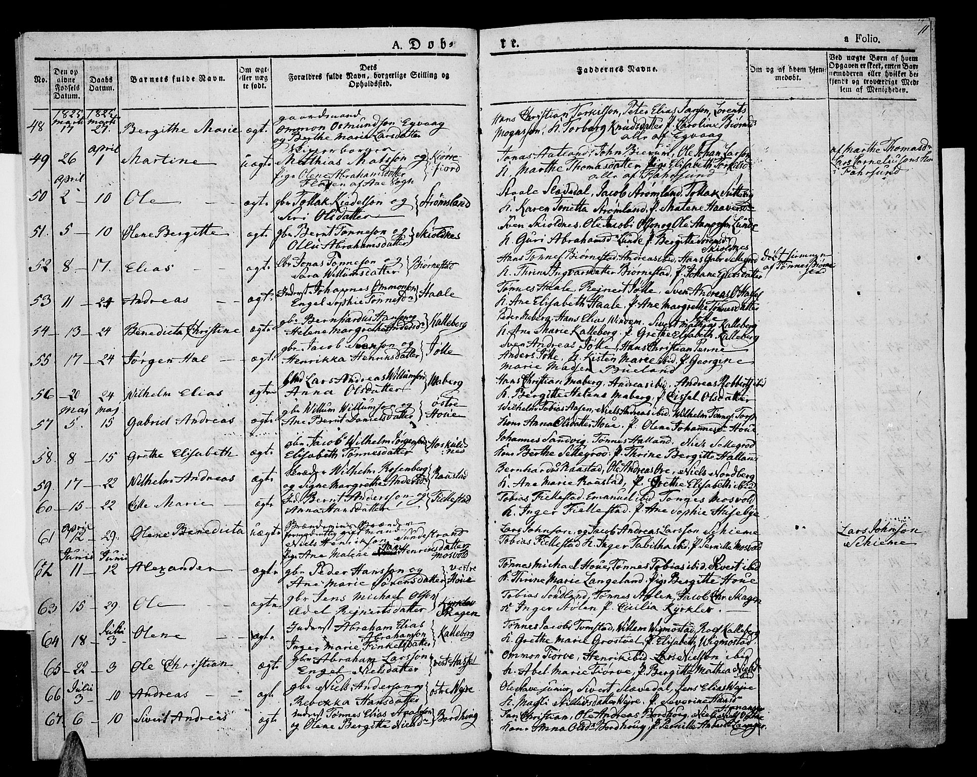 Lista sokneprestkontor, AV/SAK-1111-0027/F/Fa/L0008: Parish register (official) no. A 8, 1823-1835, p. 11