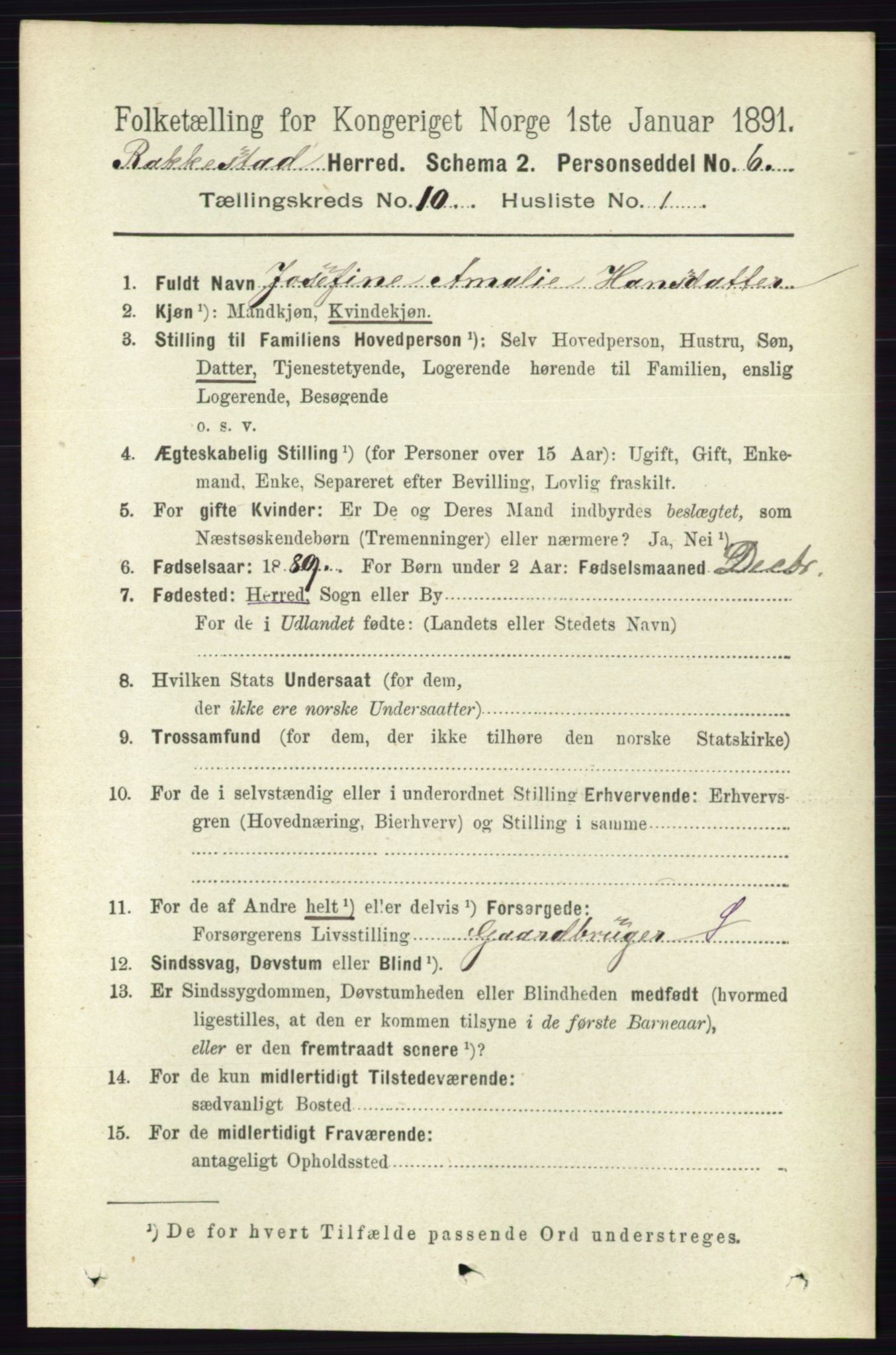 RA, 1891 census for 0128 Rakkestad, 1891, p. 4446