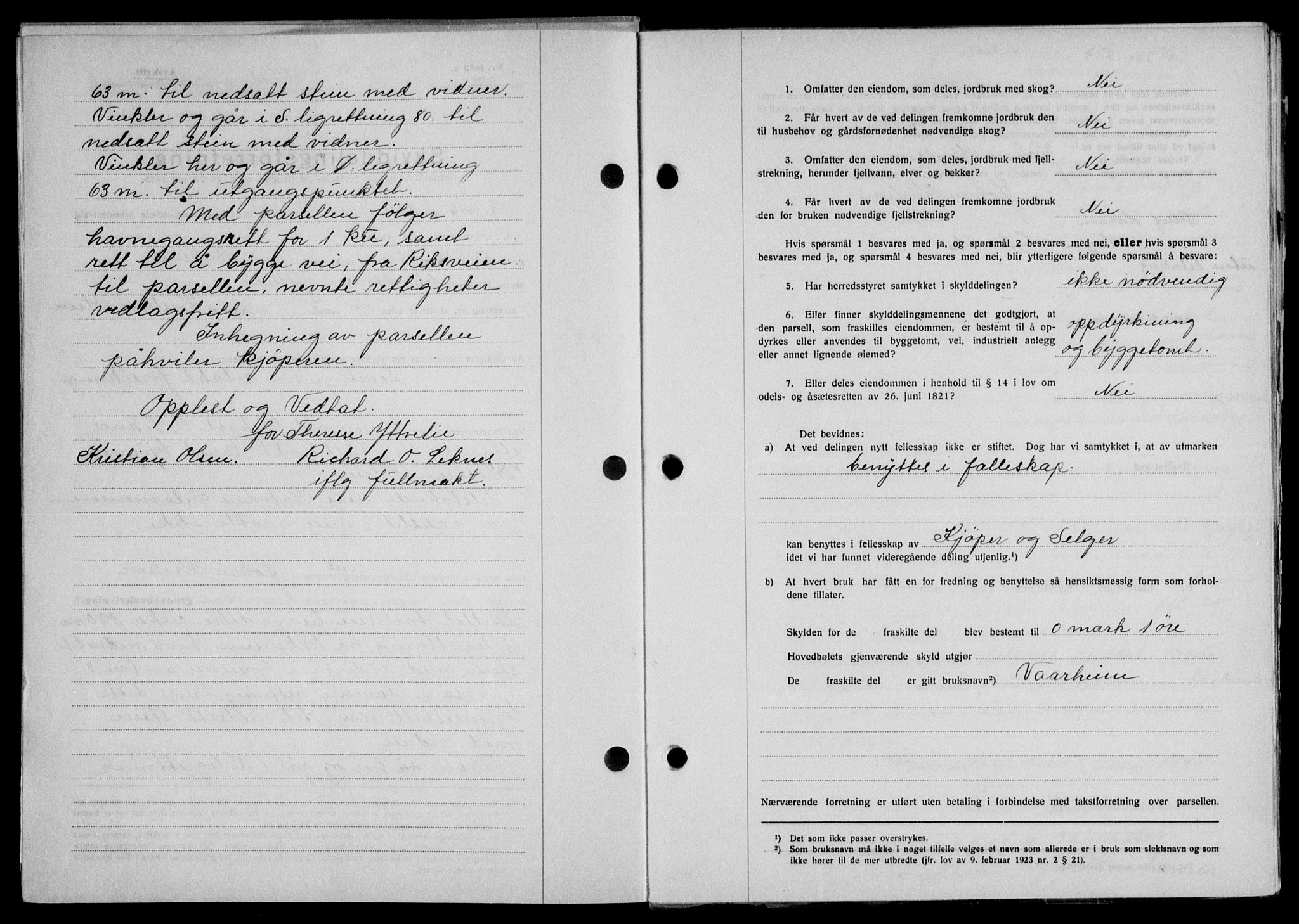 Lofoten sorenskriveri, SAT/A-0017/1/2/2C/L0014a: Mortgage book no. 14a, 1946-1946, Diary no: : 851/1946