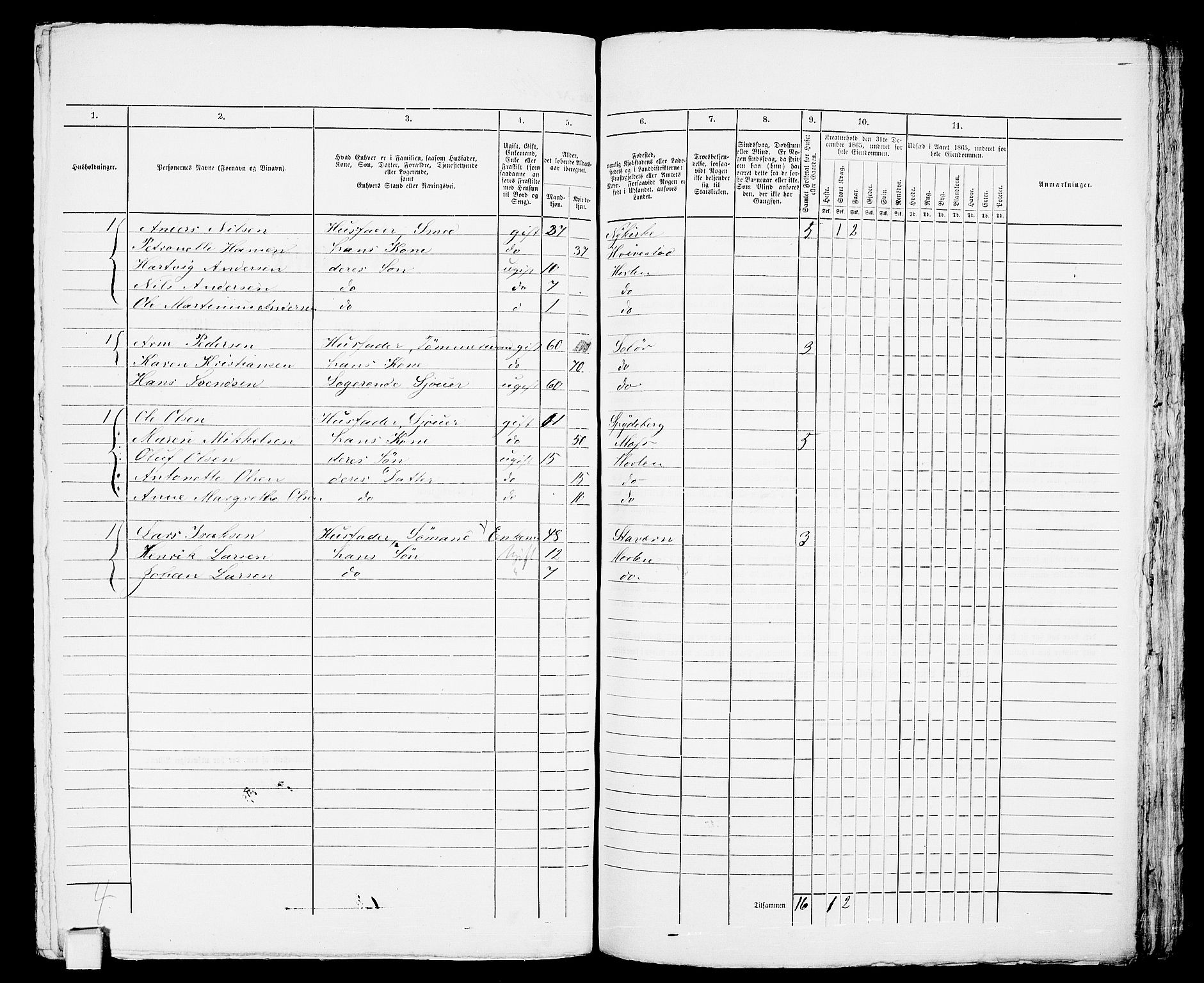 RA, 1865 census for Horten, 1865, p. 274