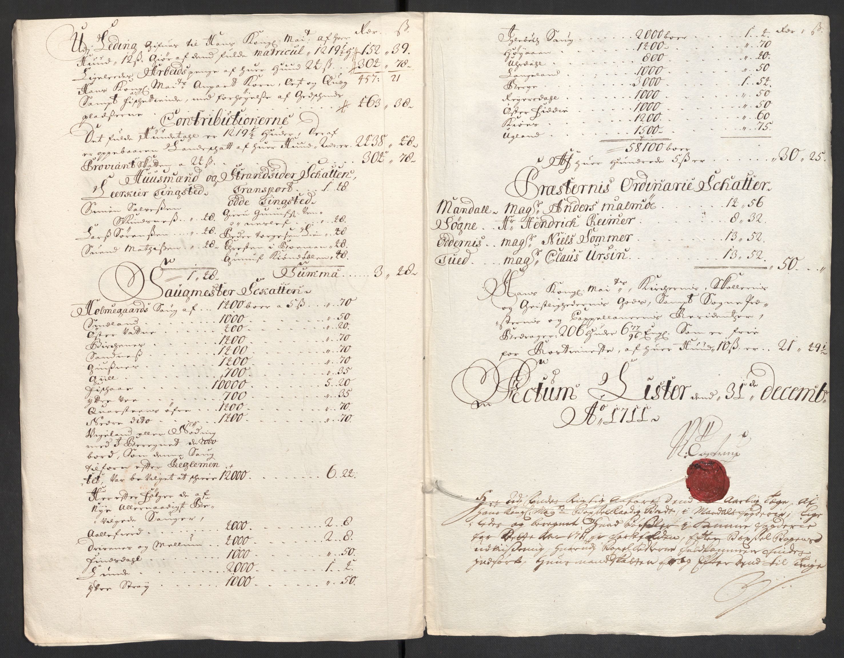 Rentekammeret inntil 1814, Reviderte regnskaper, Fogderegnskap, RA/EA-4092/R43/L2554: Fogderegnskap Lista og Mandal, 1711, p. 96