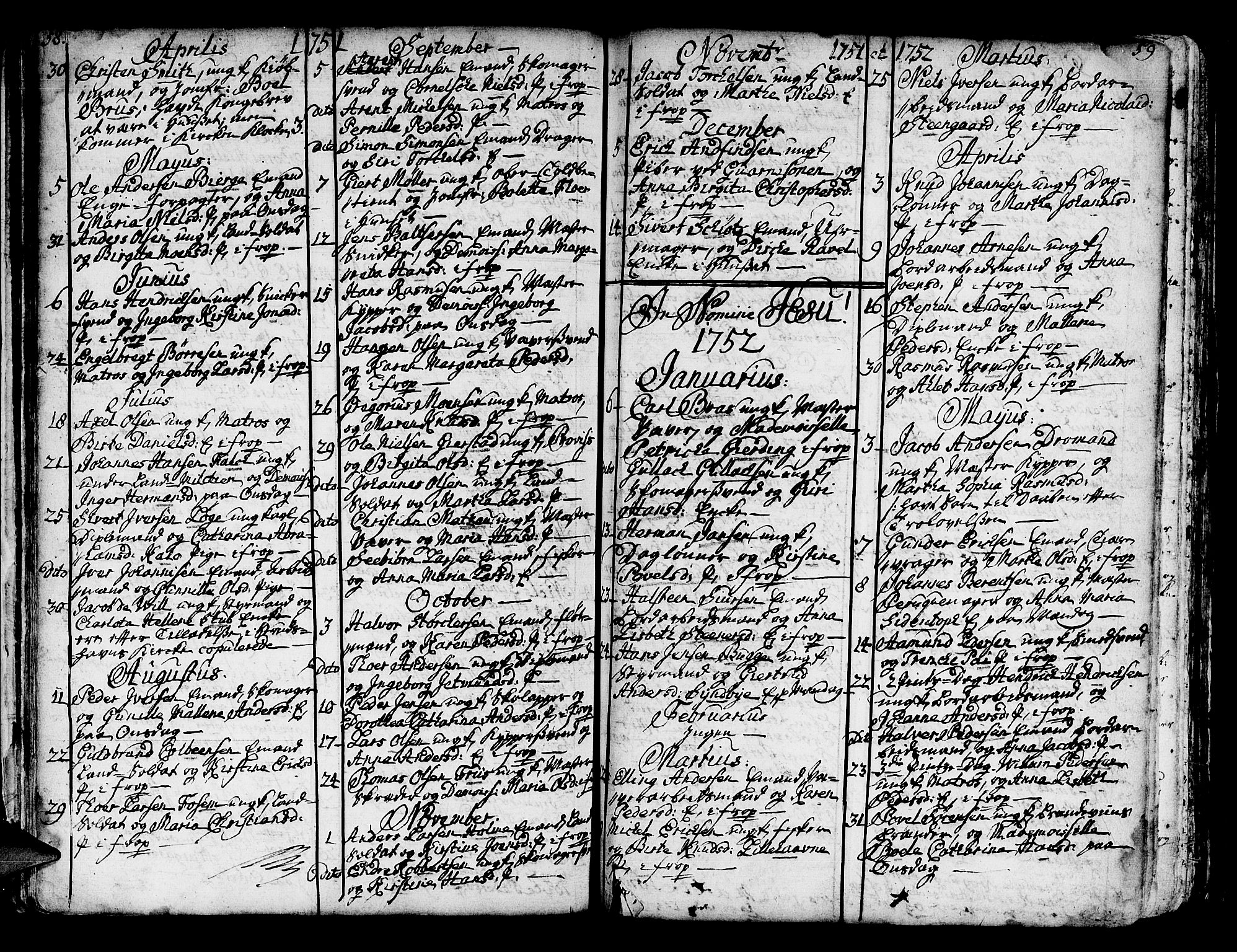 Domkirken sokneprestembete, SAB/A-74801/H/Haa/L0007: Parish register (official) no. A 7, 1725-1826, p. 58-59