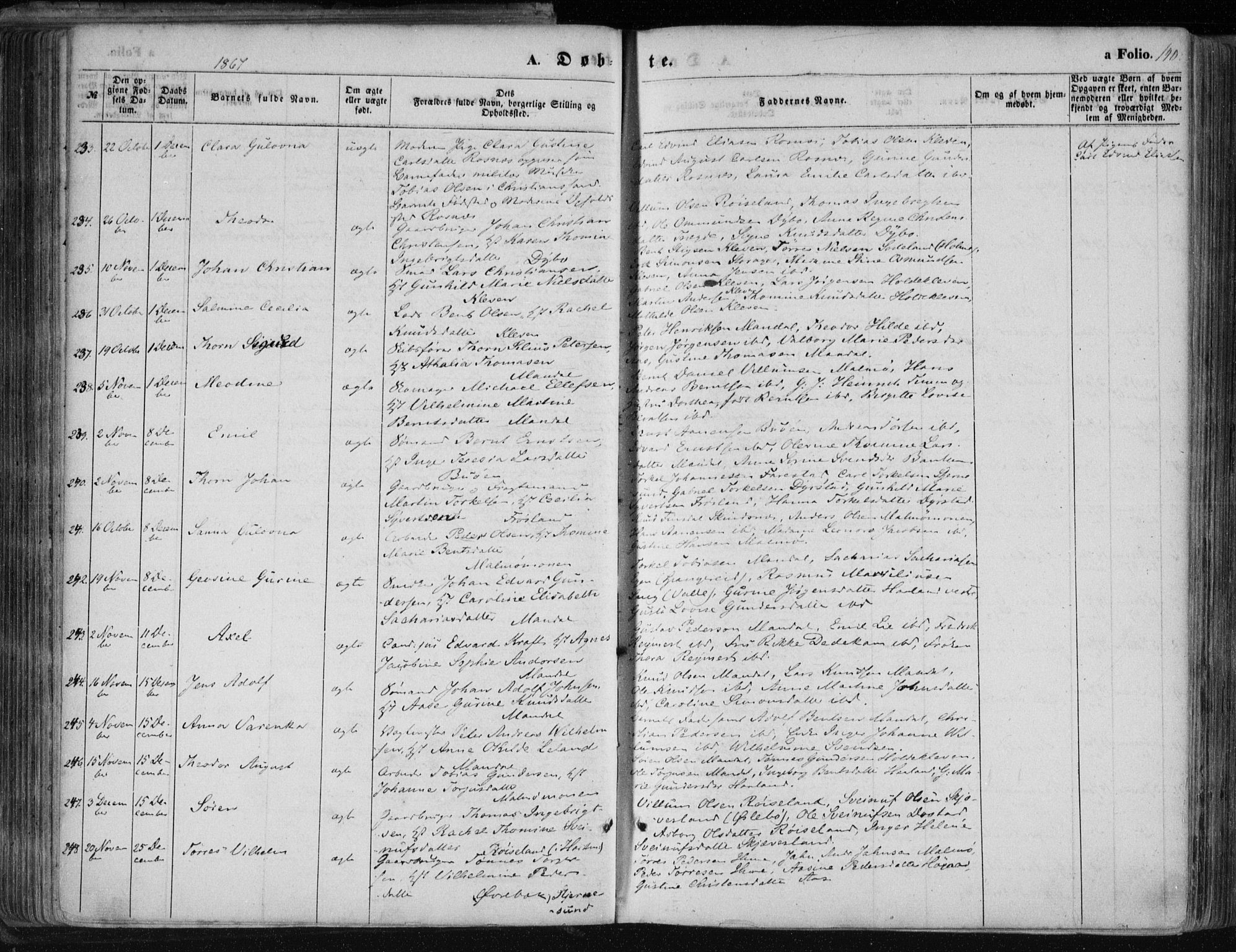 Mandal sokneprestkontor, AV/SAK-1111-0030/F/Fa/Faa/L0014: Parish register (official) no. A 14, 1859-1872, p. 140