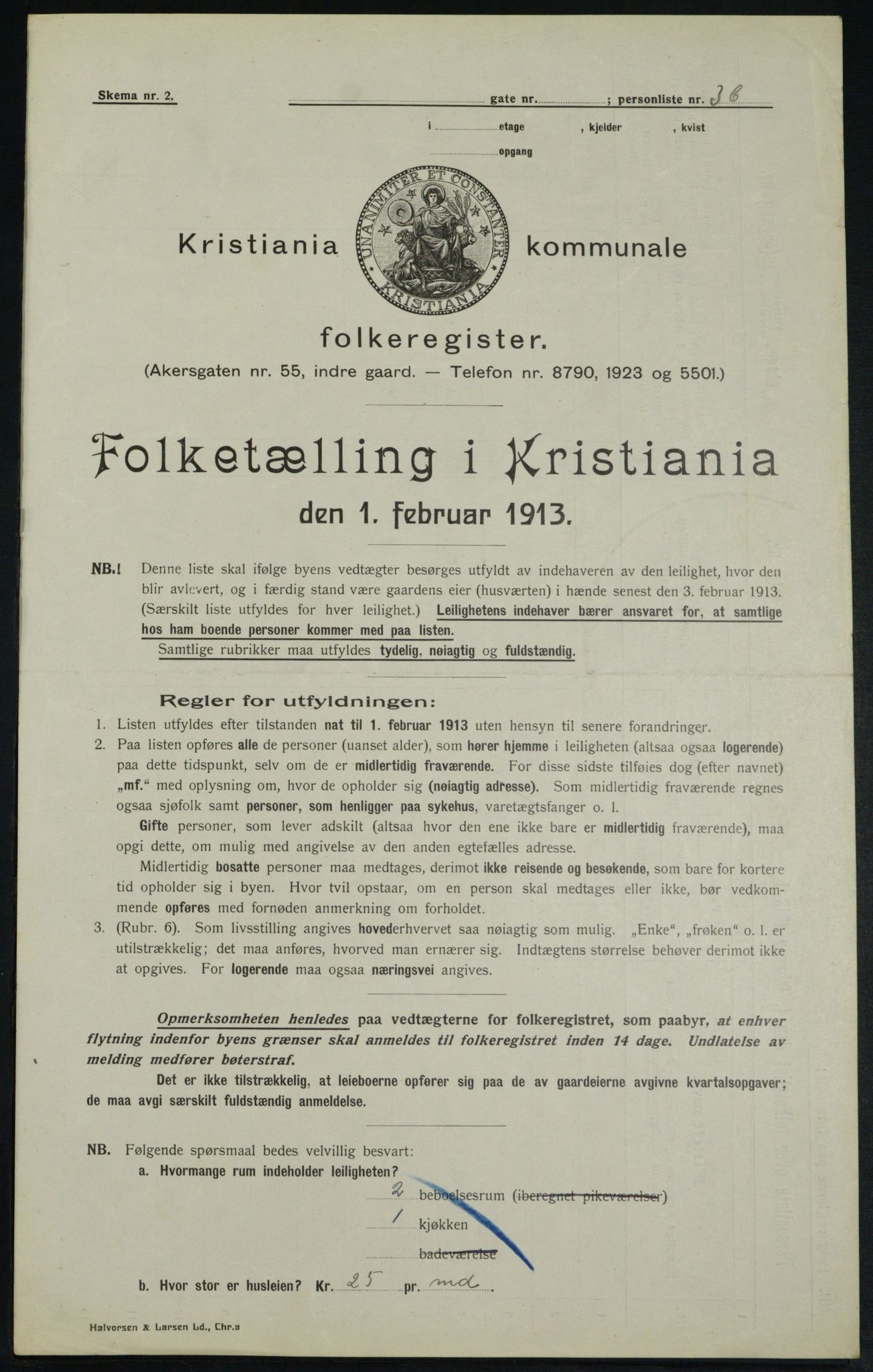 OBA, Municipal Census 1913 for Kristiania, 1913, p. 64662