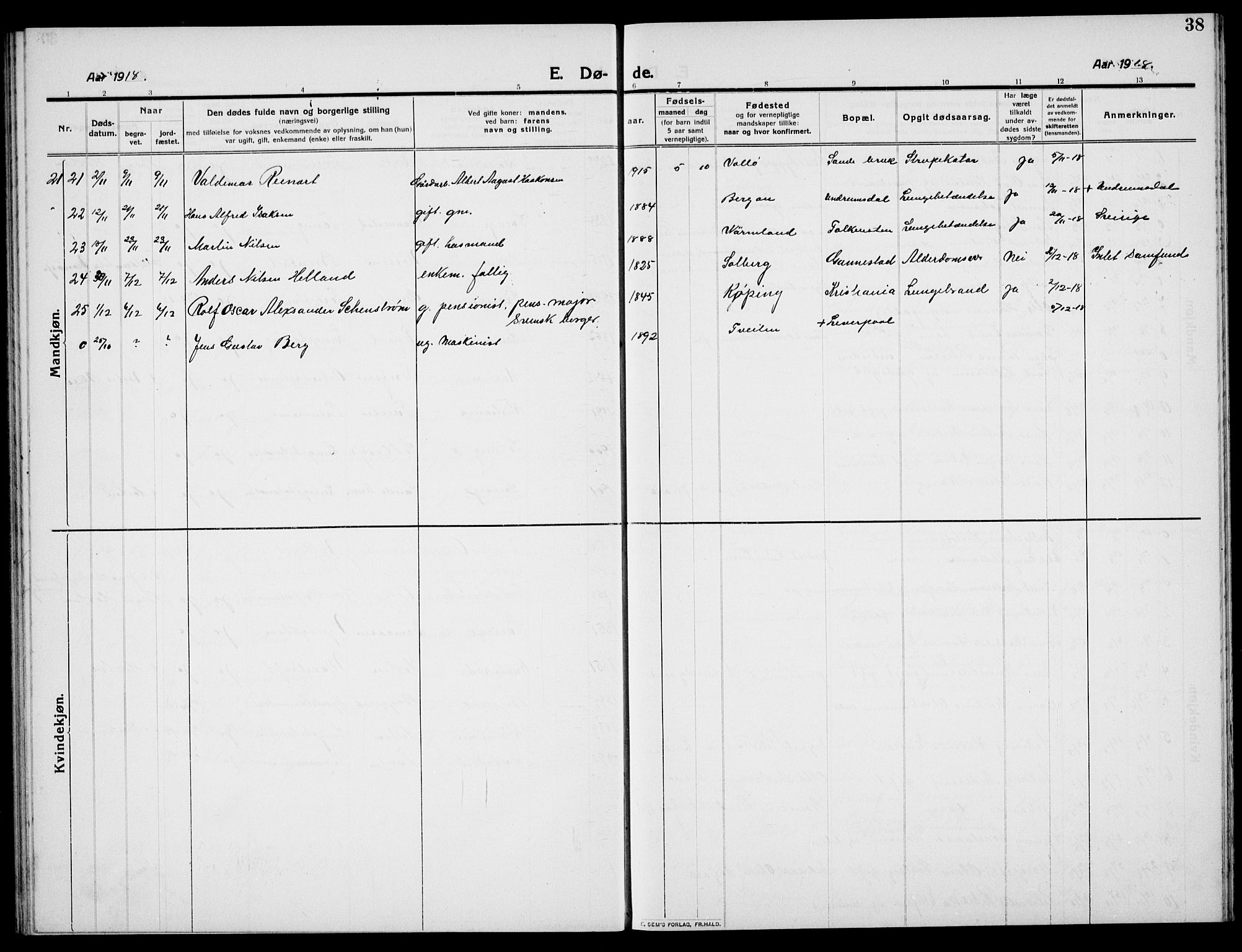 Borre kirkebøker, AV/SAKO-A-338/G/Ga/L0007: Parish register (copy) no. I 7, 1910-1920, p. 38