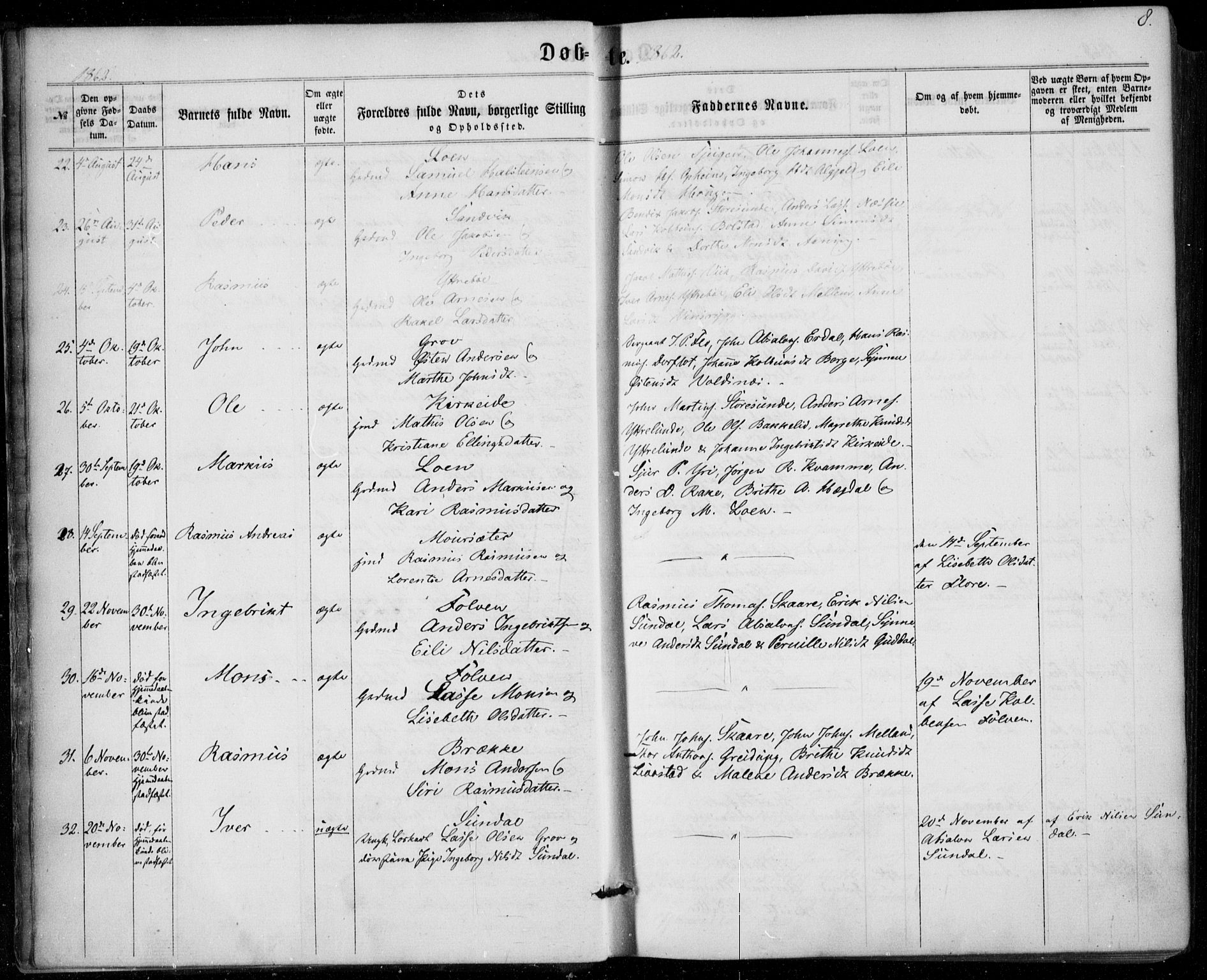 Stryn Sokneprestembete, SAB/A-82501: Parish register (official) no. A 3, 1862-1877, p. 8