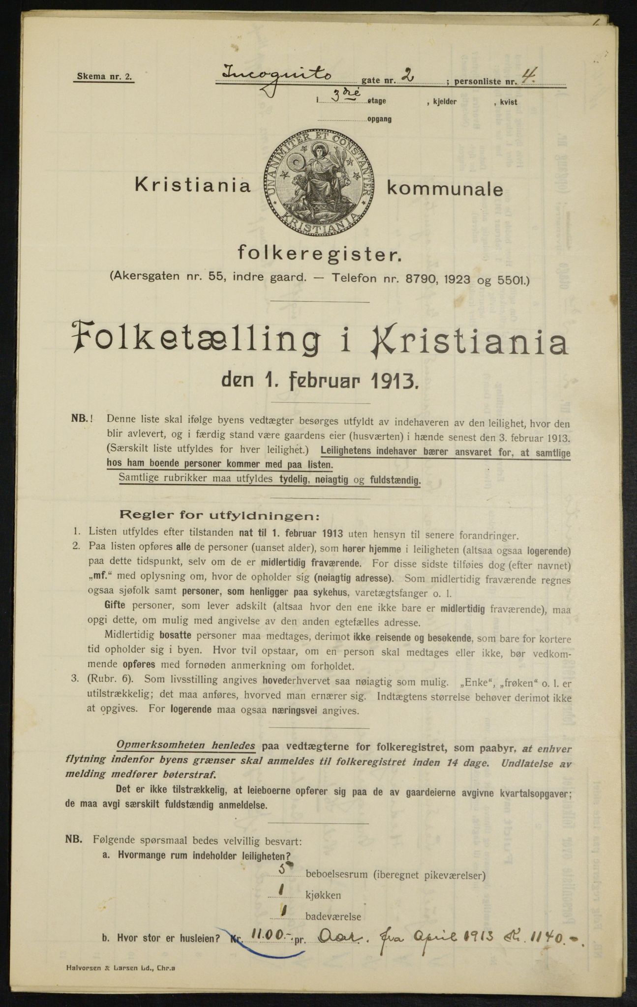 OBA, Municipal Census 1913 for Kristiania, 1913, p. 43803