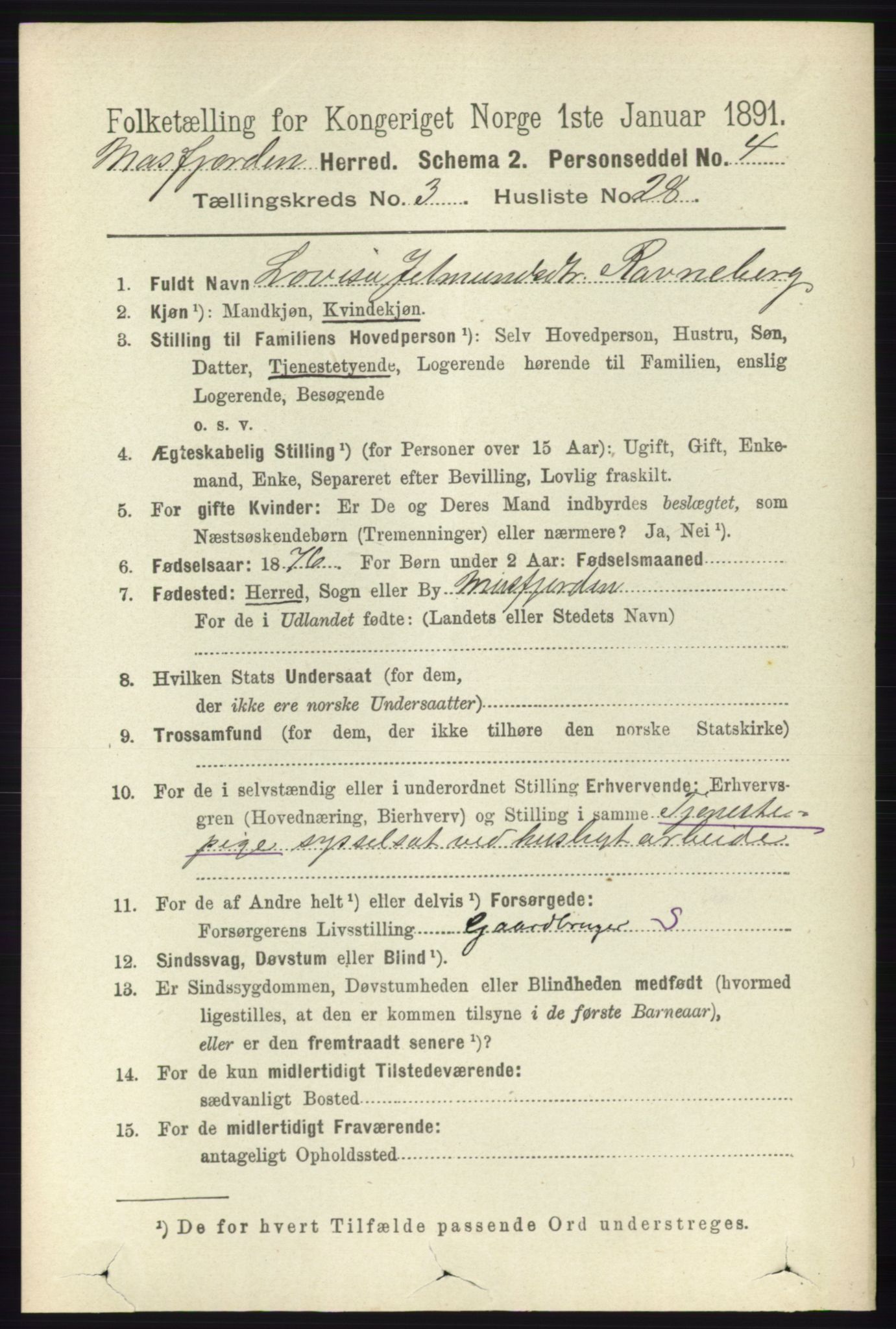 RA, 1891 census for 1266 Masfjorden, 1891, p. 713