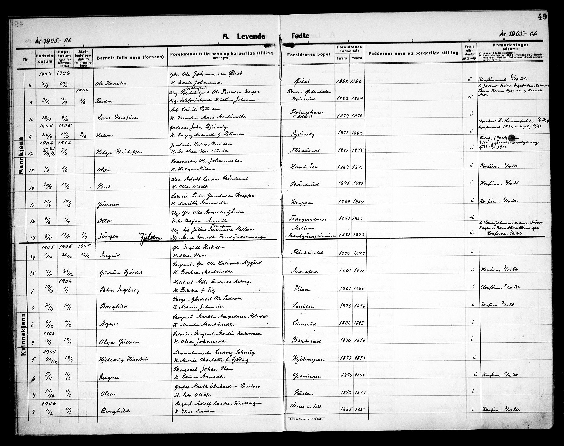 Åsnes prestekontor, AV/SAH-PREST-042/H/Ha/Haa/L0000C: Parish register (official) no. 0A, 1890-1929, p. 49