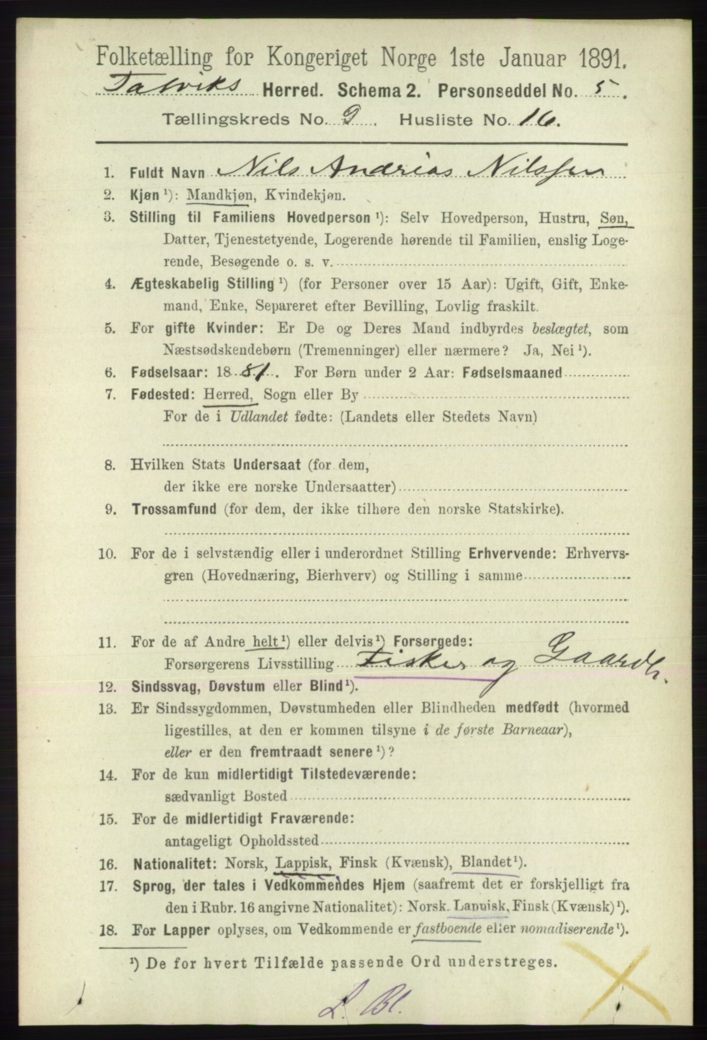 RA, 1891 census for 2013 Talvik, 1891, p. 2253