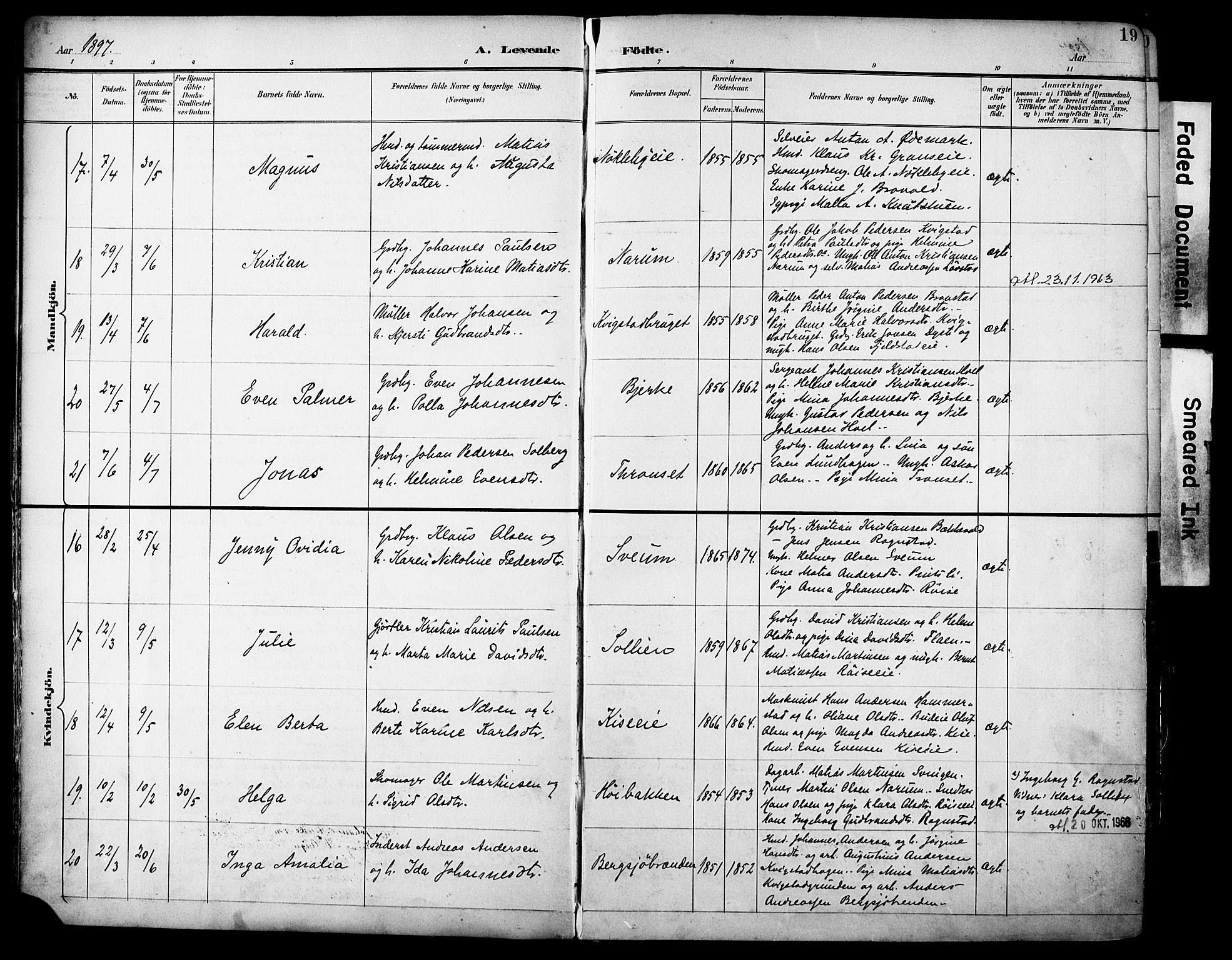 Vestre Toten prestekontor, AV/SAH-PREST-108/H/Ha/Haa/L0013: Parish register (official) no. 13, 1895-1911, p. 19