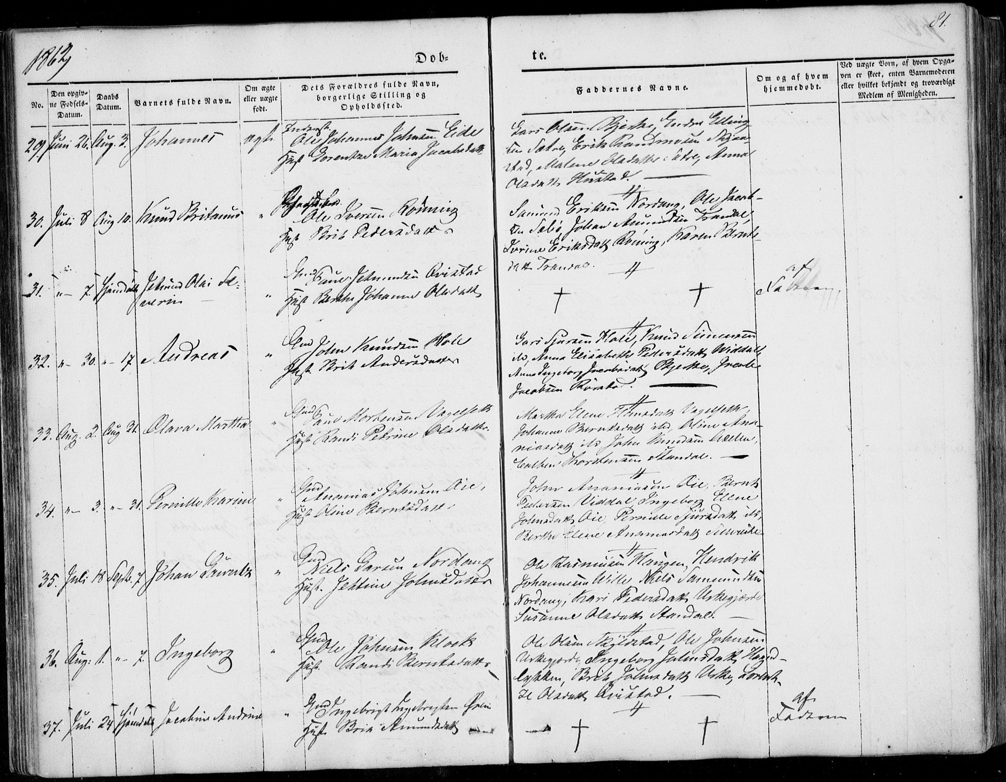 Ministerialprotokoller, klokkerbøker og fødselsregistre - Møre og Romsdal, AV/SAT-A-1454/515/L0209: Parish register (official) no. 515A05, 1847-1868, p. 81