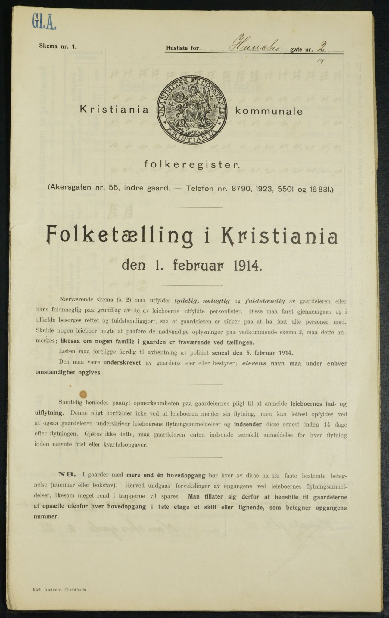 OBA, Municipal Census 1914 for Kristiania, 1914, p. 35112