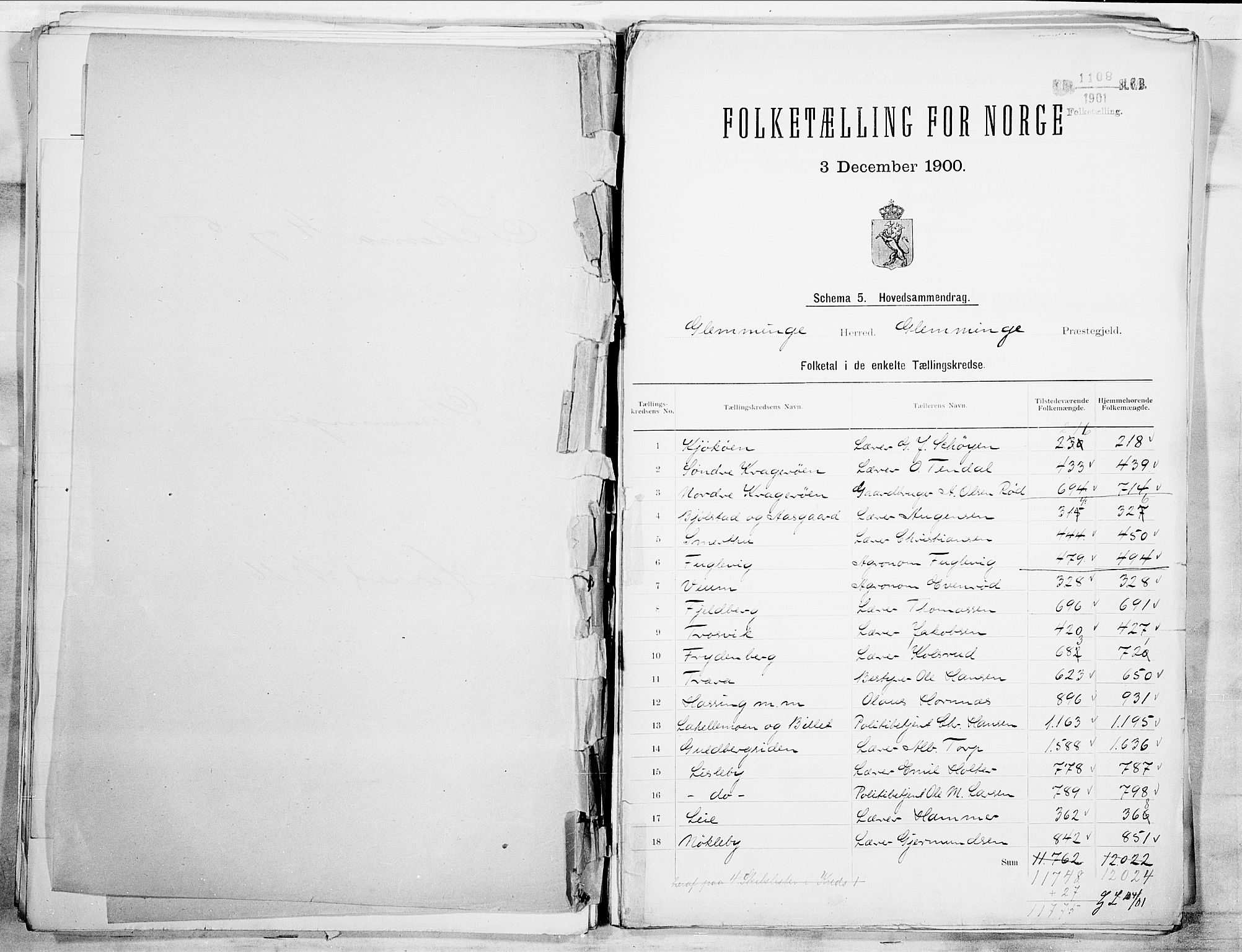 SAO, 1900 census for Glemmen, 1900, p. 2