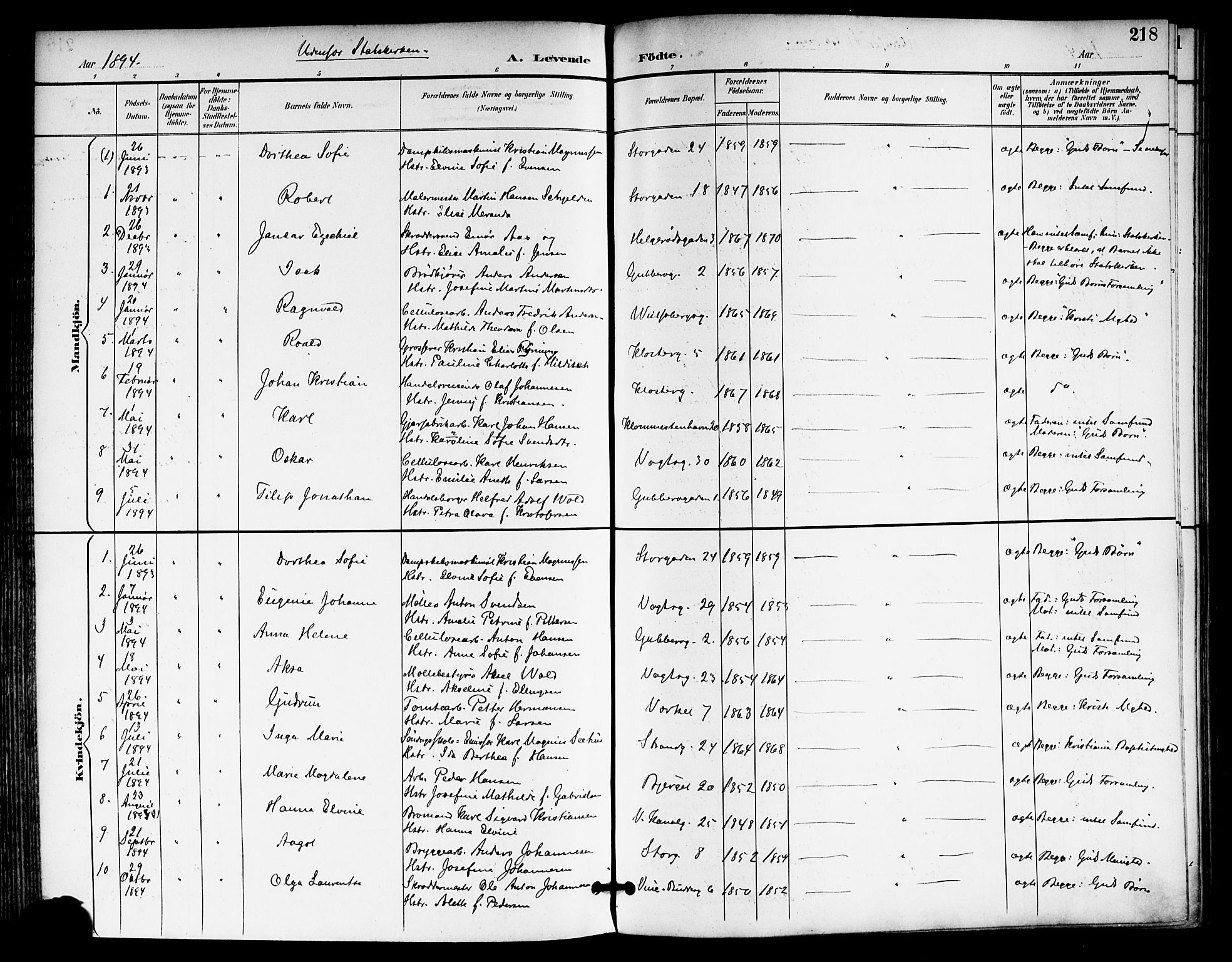 Moss prestekontor Kirkebøker, AV/SAO-A-2003/F/Fb/L0003: Parish register (official) no. II 3, 1894-1901, p. 218