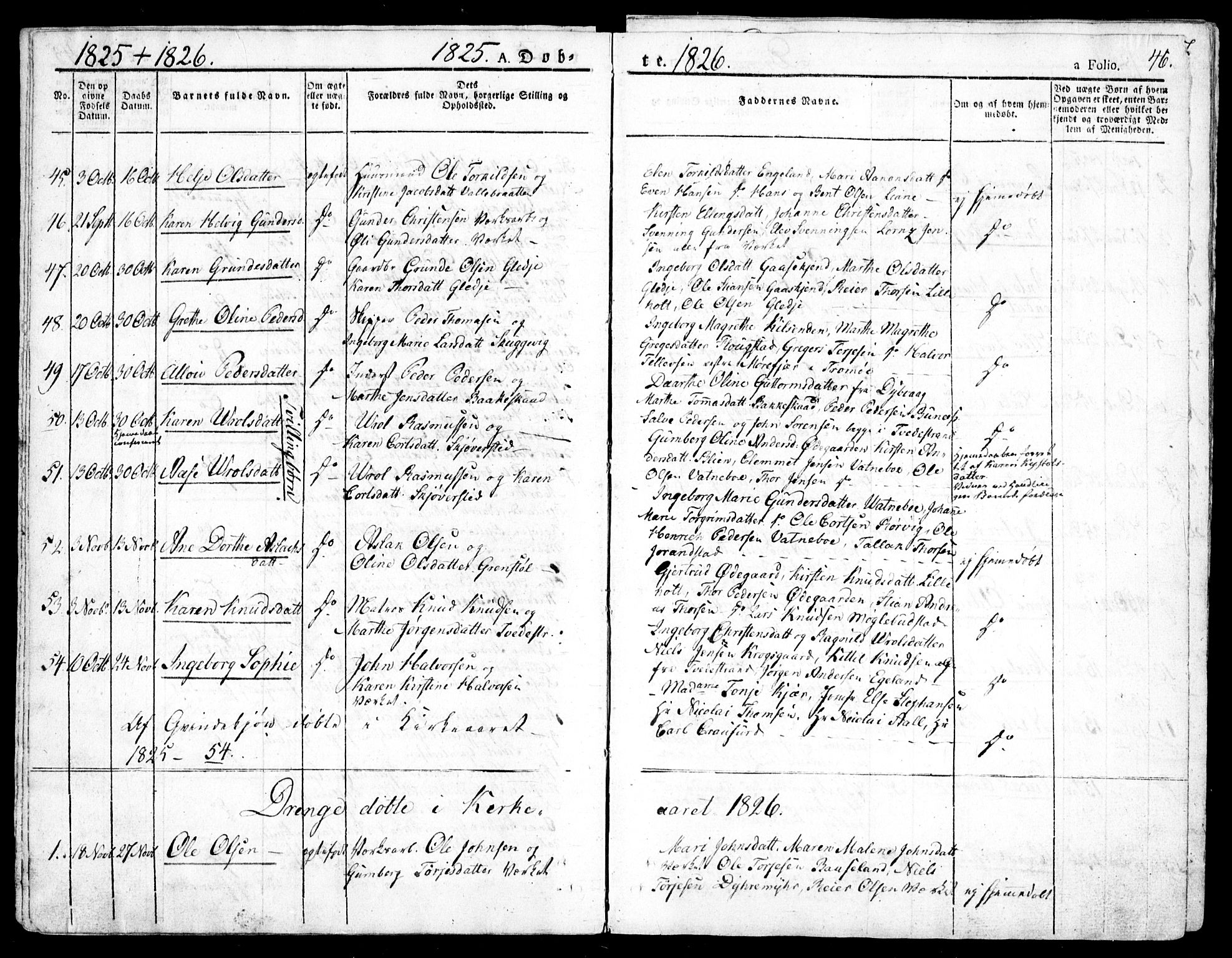 Holt sokneprestkontor, SAK/1111-0021/F/Fa/L0006: Parish register (official) no. A 6, 1820-1835, p. 46