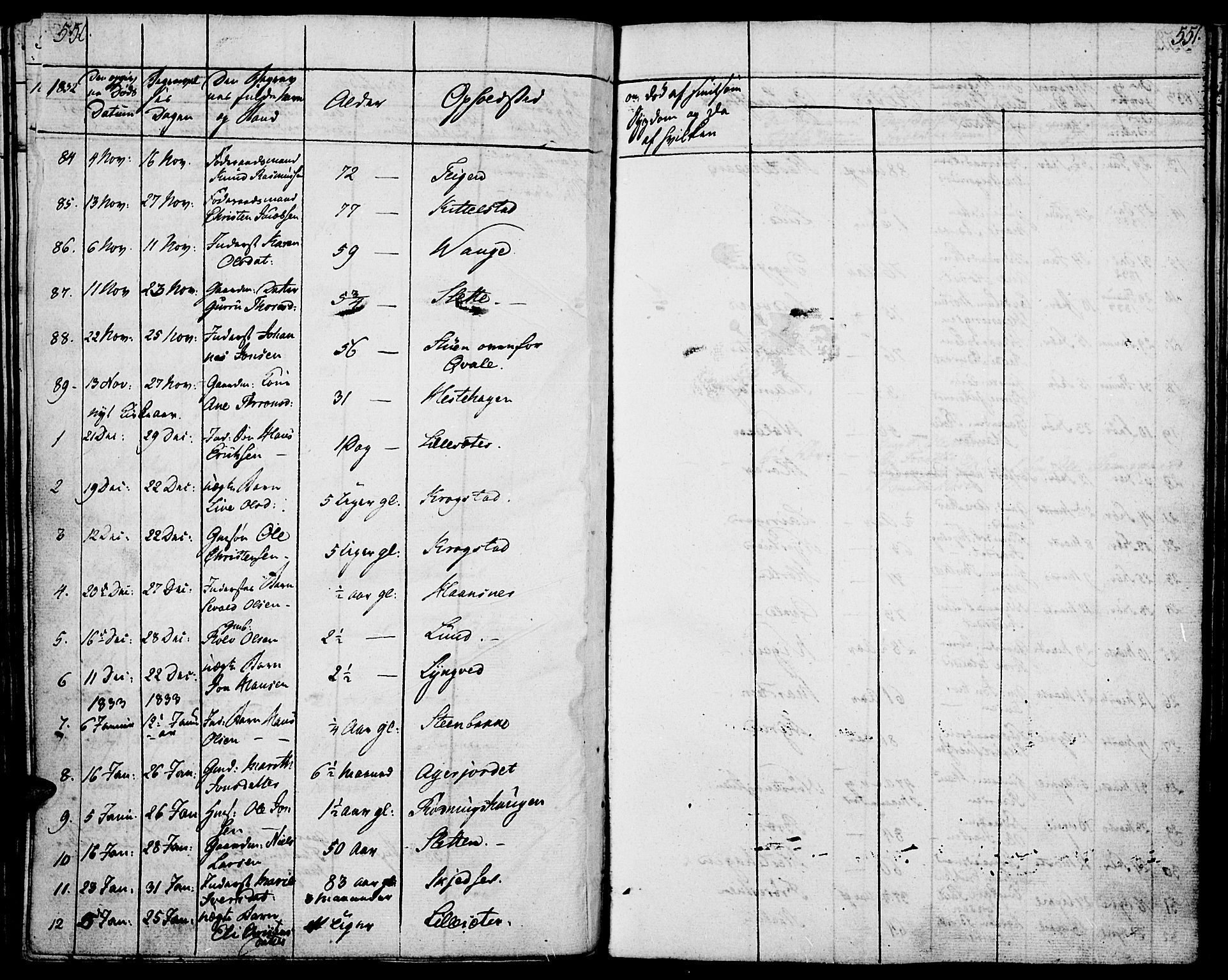Lom prestekontor, SAH/PREST-070/K/L0005: Parish register (official) no. 5, 1825-1837, p. 550-551
