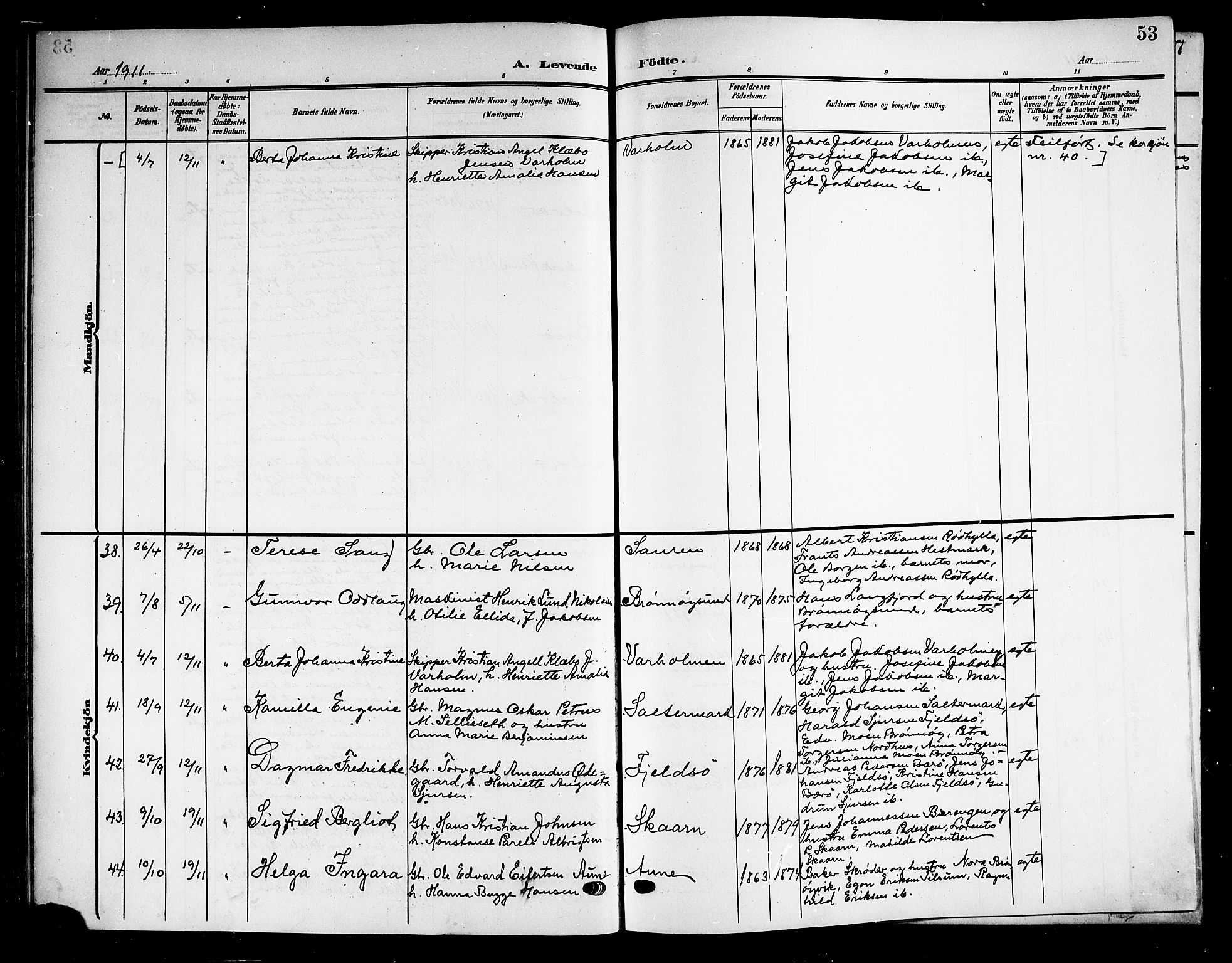 Ministerialprotokoller, klokkerbøker og fødselsregistre - Nordland, AV/SAT-A-1459/813/L0214: Parish register (copy) no. 813C06, 1904-1917, p. 53