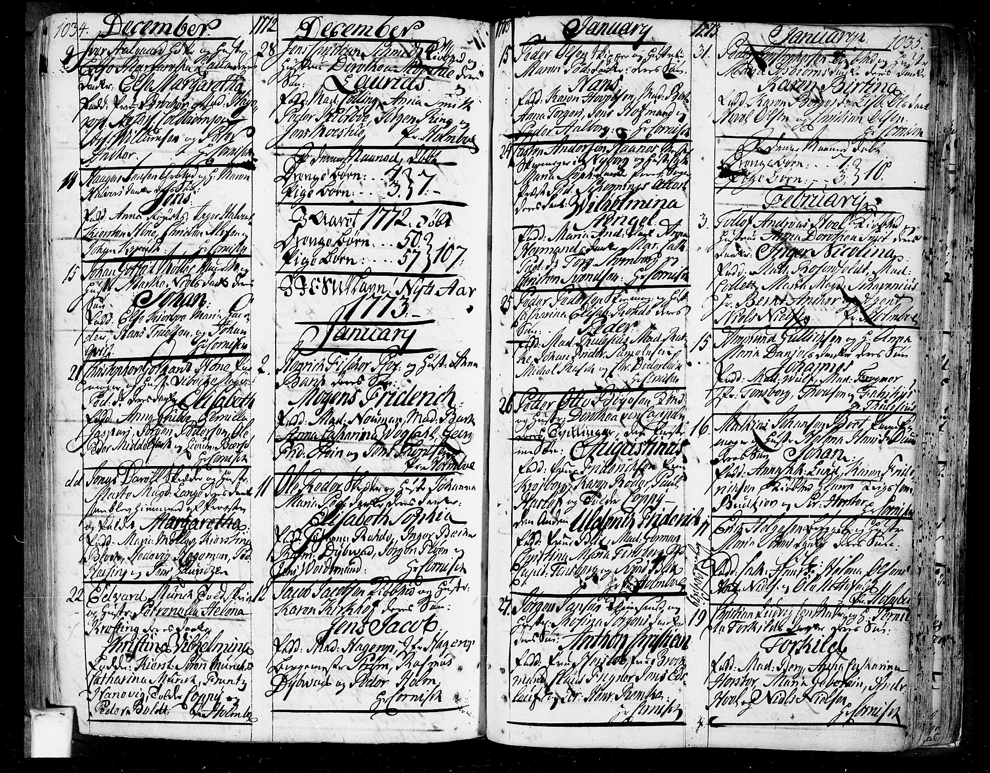 Oslo domkirke Kirkebøker, SAO/A-10752/F/Fa/L0004: Parish register (official) no. 4, 1743-1786, p. 1034-1035