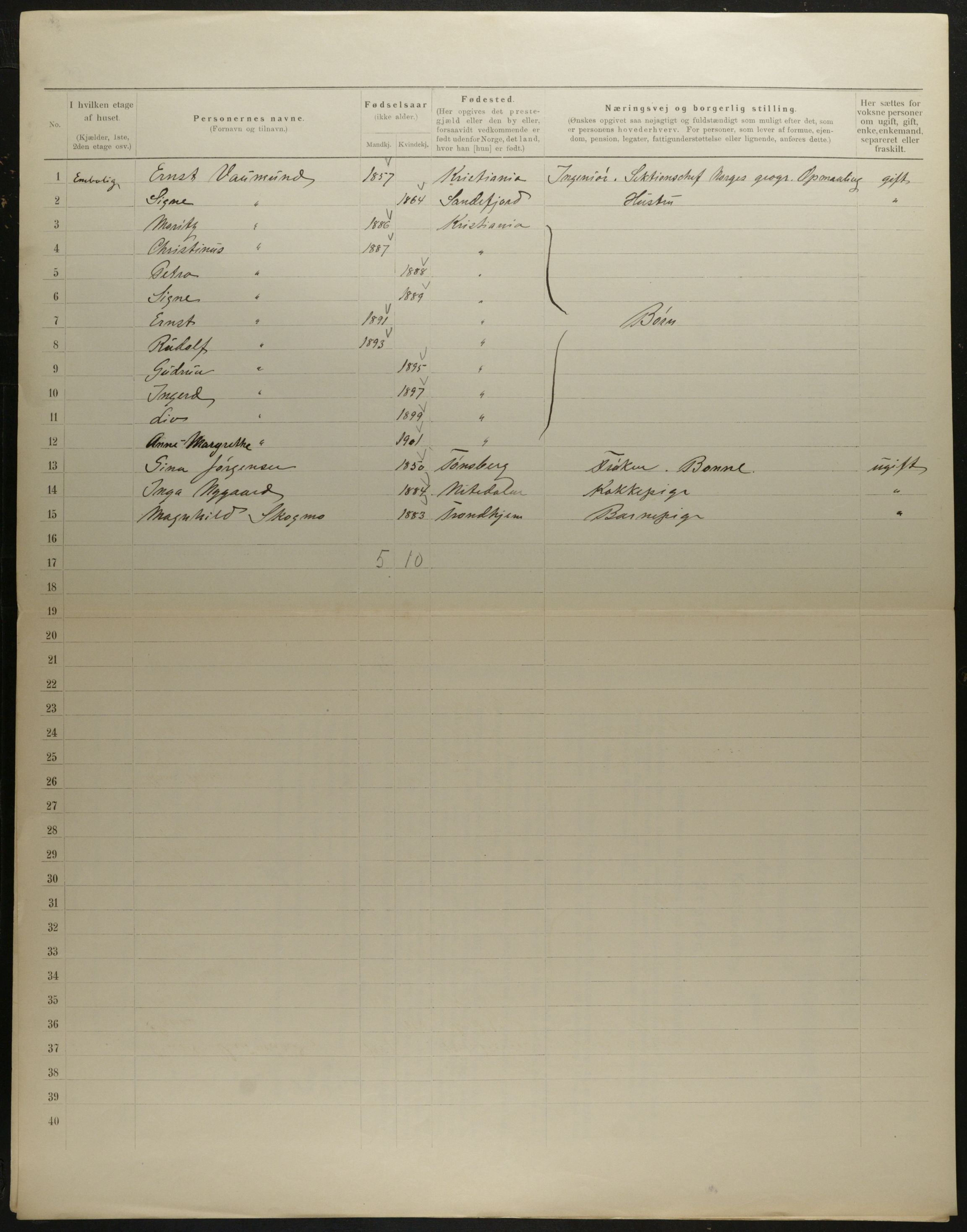 OBA, Municipal Census 1901 for Kristiania, 1901, p. 7988