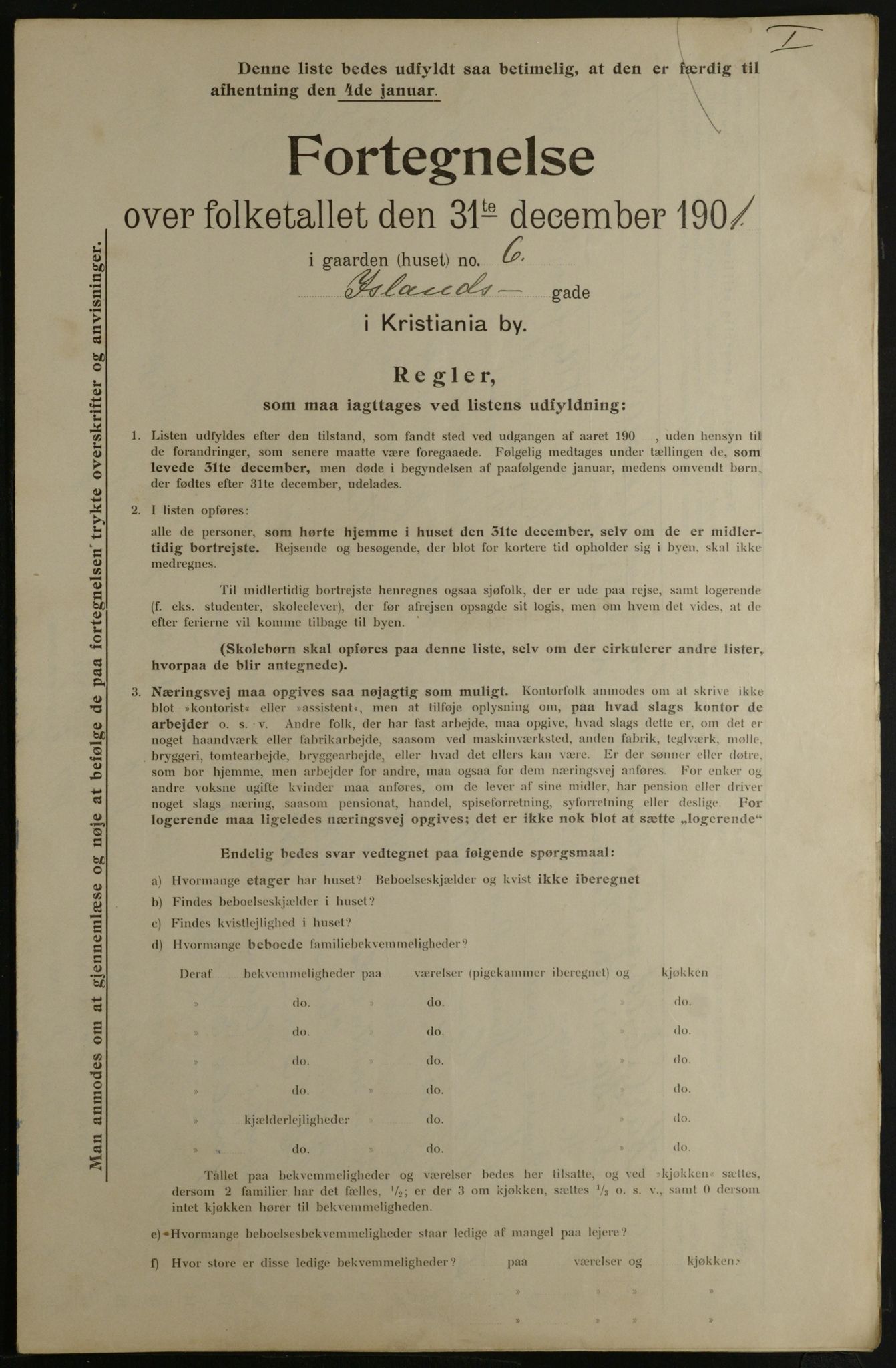 OBA, Municipal Census 1901 for Kristiania, 1901, p. 7025