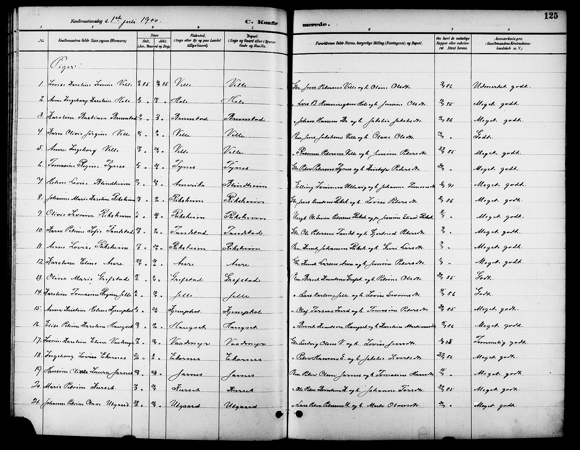 Ministerialprotokoller, klokkerbøker og fødselsregistre - Møre og Romsdal, SAT/A-1454/523/L0340: Parish register (copy) no. 523C03, 1892-1902, p. 125