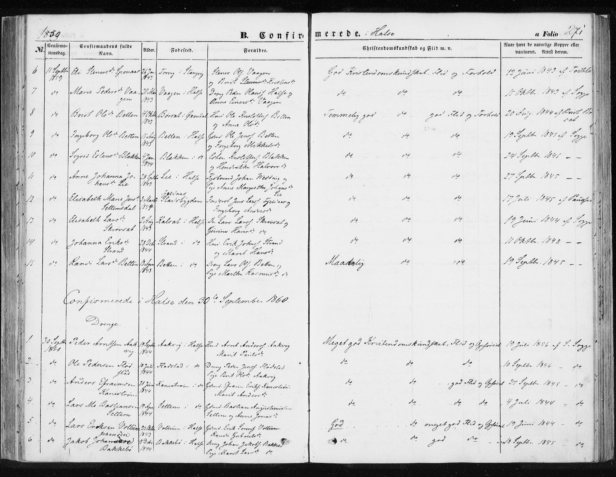 Ministerialprotokoller, klokkerbøker og fødselsregistre - Møre og Romsdal, AV/SAT-A-1454/576/L0883: Parish register (official) no. 576A01, 1849-1865, p. 271