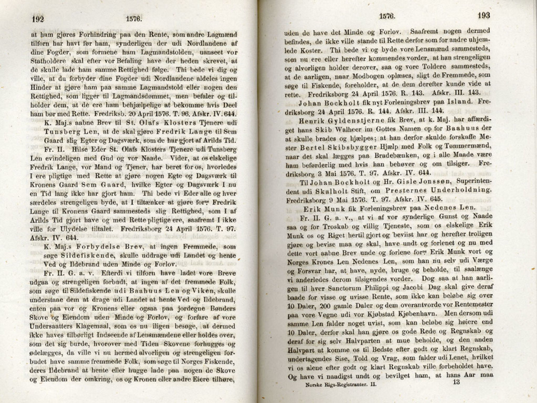 Publikasjoner utgitt av Det Norske Historiske Kildeskriftfond, PUBL/-/-/-: Norske Rigs-Registranter, bind 2, 1572-1588, p. 192-193