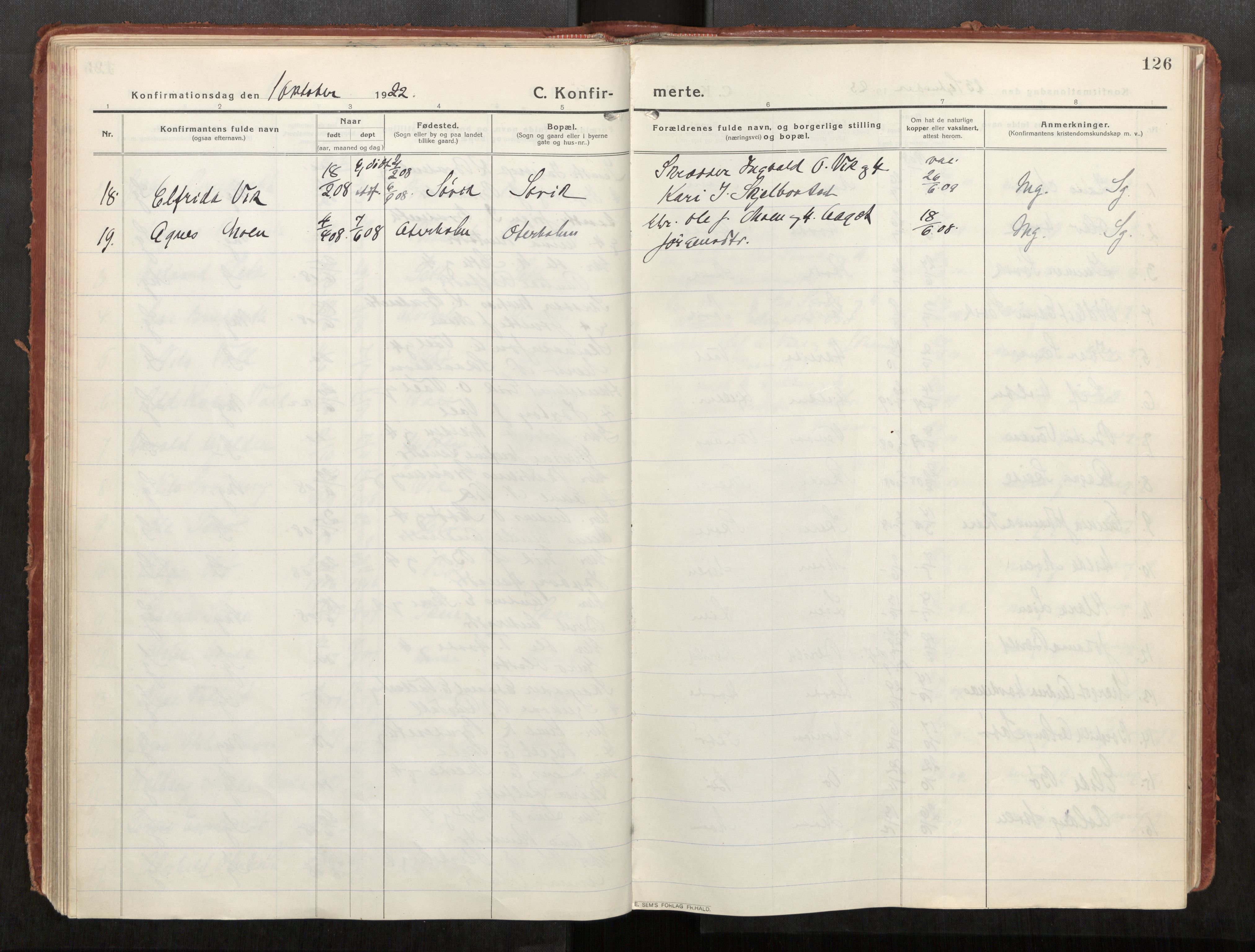 Eid sokneprestkontor, AV/SAT-A-1254: Parish register (official) no. 543A04, 1916-1956, p. 126