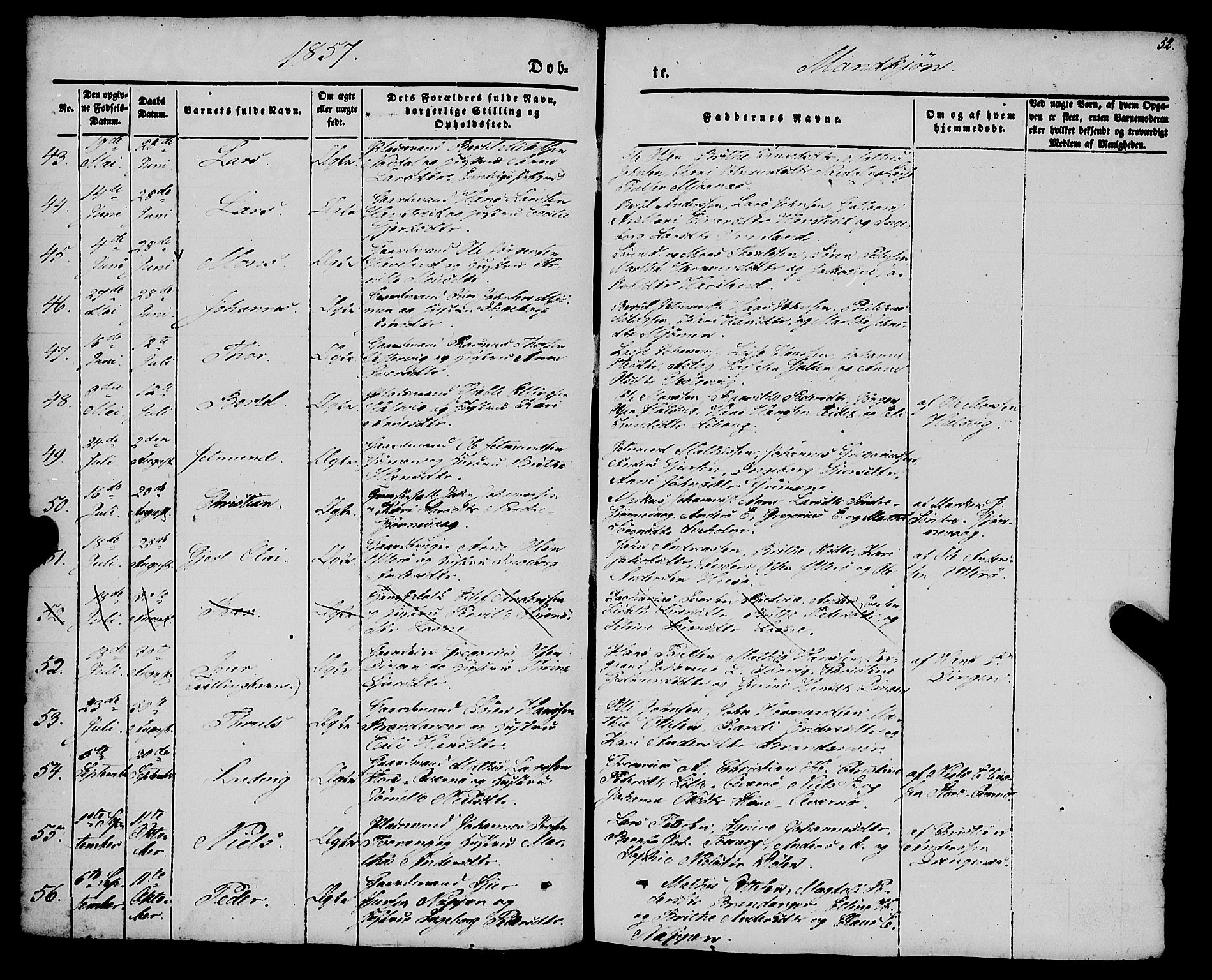 Gulen sokneprestembete, SAB/A-80201/H/Haa/Haaa/L0021: Parish register (official) no. A 21, 1848-1858, p. 52