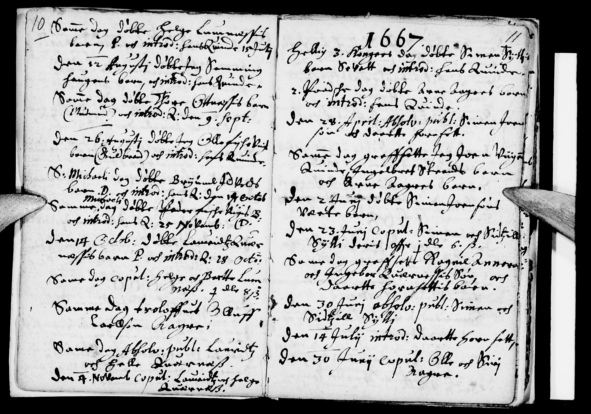 Åmot prestekontor, Hedmark, AV/SAH-PREST-056/H/Ha/Haa/L0001: Parish register (official) no. 1 /1, 1661-1680, p. 10-11