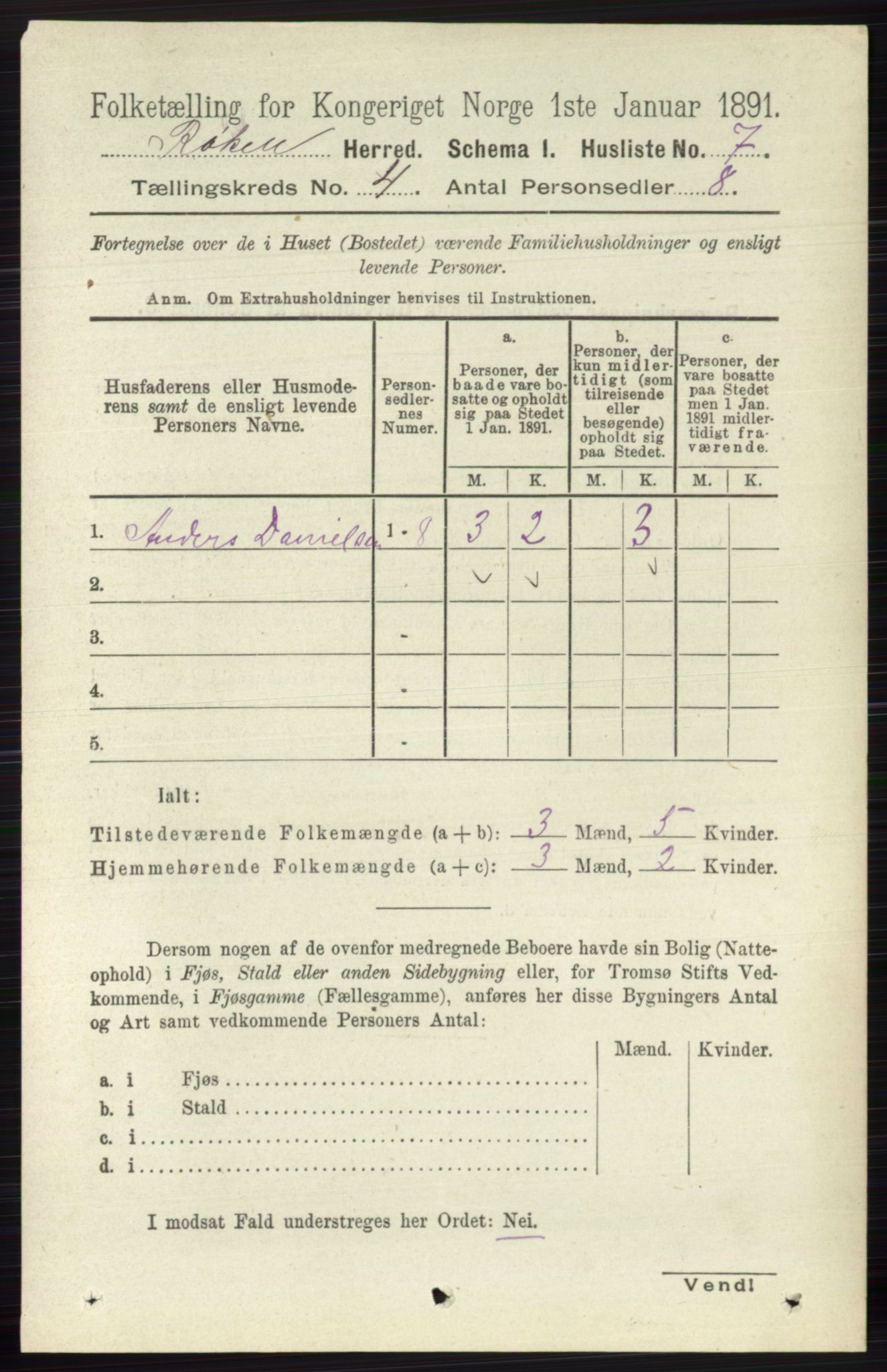 RA, 1891 census for 0627 Røyken, 1891, p. 1739