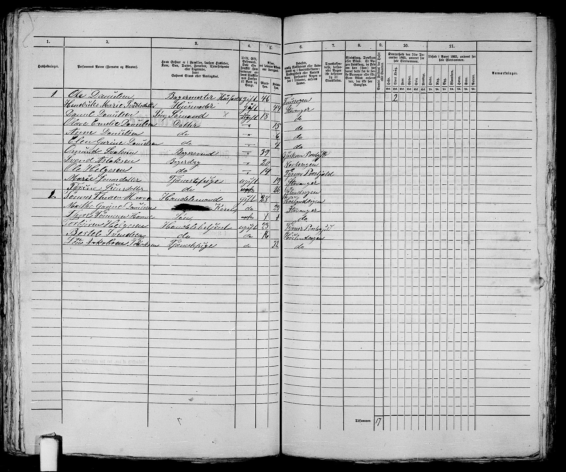 RA, 1865 census for Stavanger, 1865, p. 266