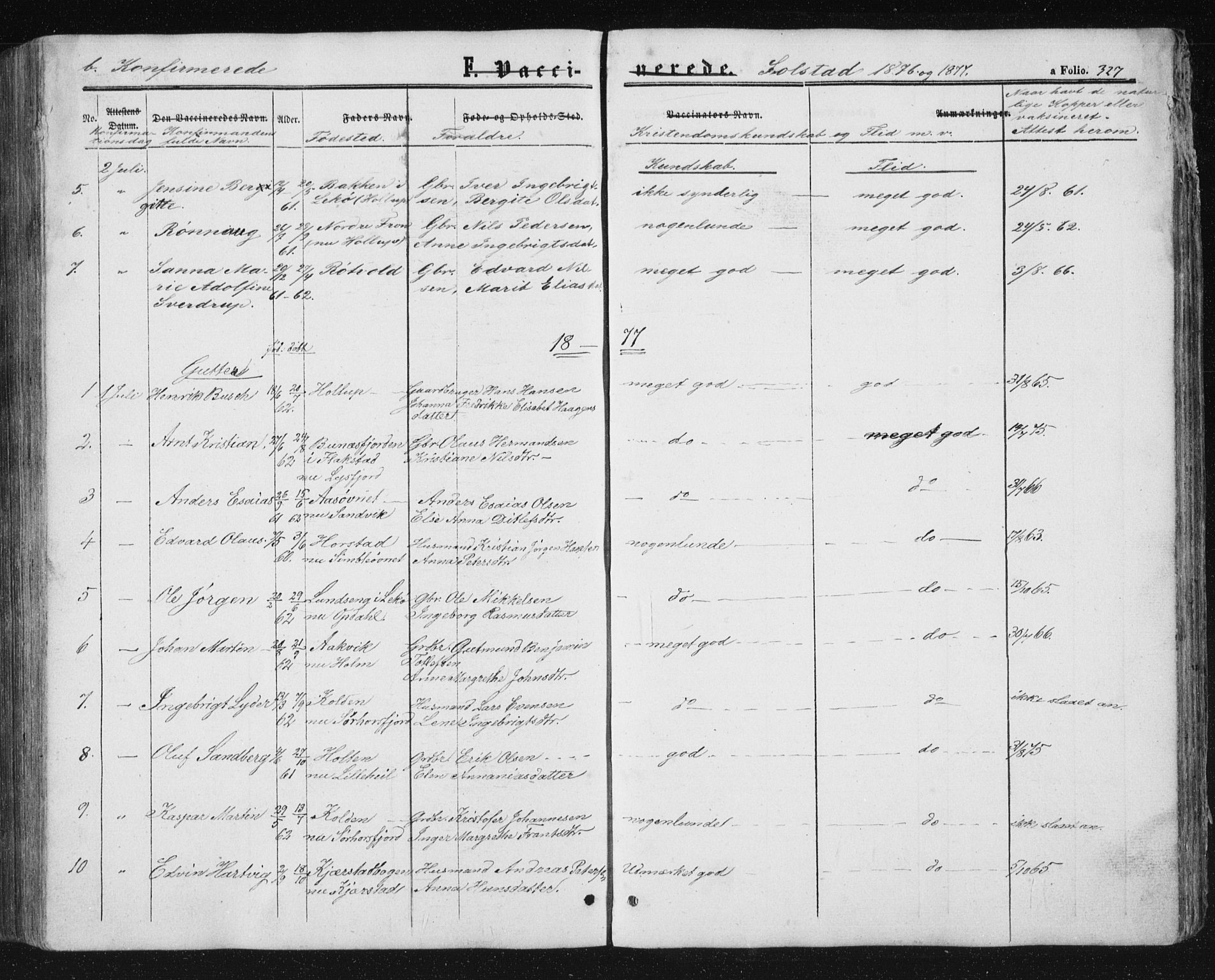 Ministerialprotokoller, klokkerbøker og fødselsregistre - Nordland, SAT/A-1459/810/L0159: Parish register (copy) no. 810C02 /2, 1863-1883, p. 327