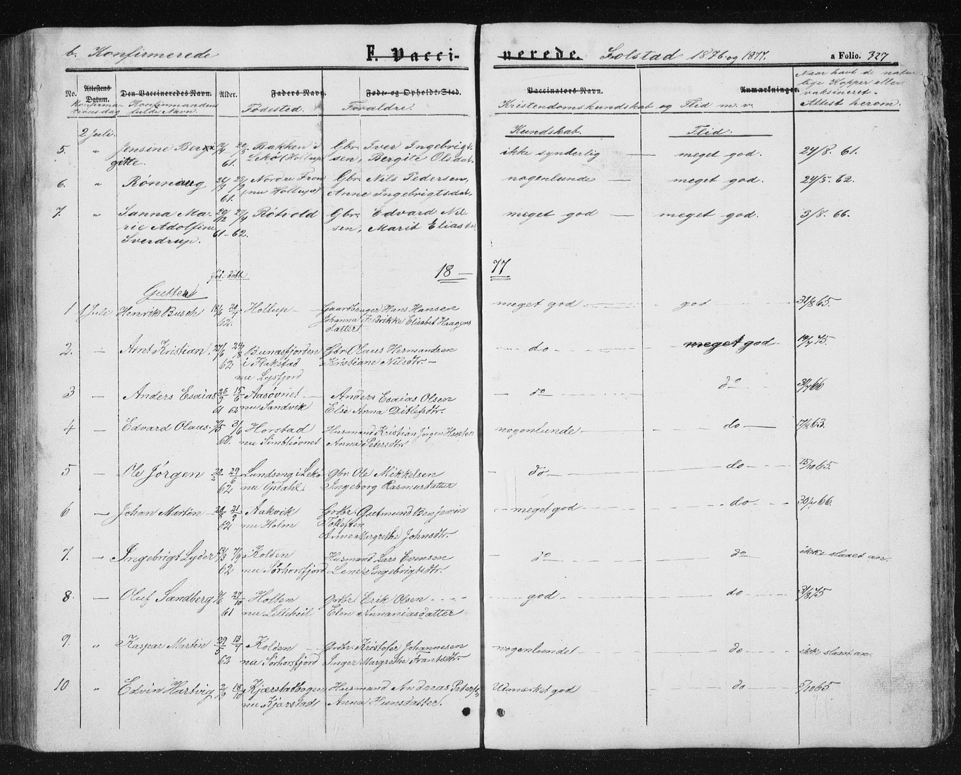 Ministerialprotokoller, klokkerbøker og fødselsregistre - Nordland, AV/SAT-A-1459/810/L0159: Parish register (copy) no. 810C02 /2, 1863-1883, p. 327