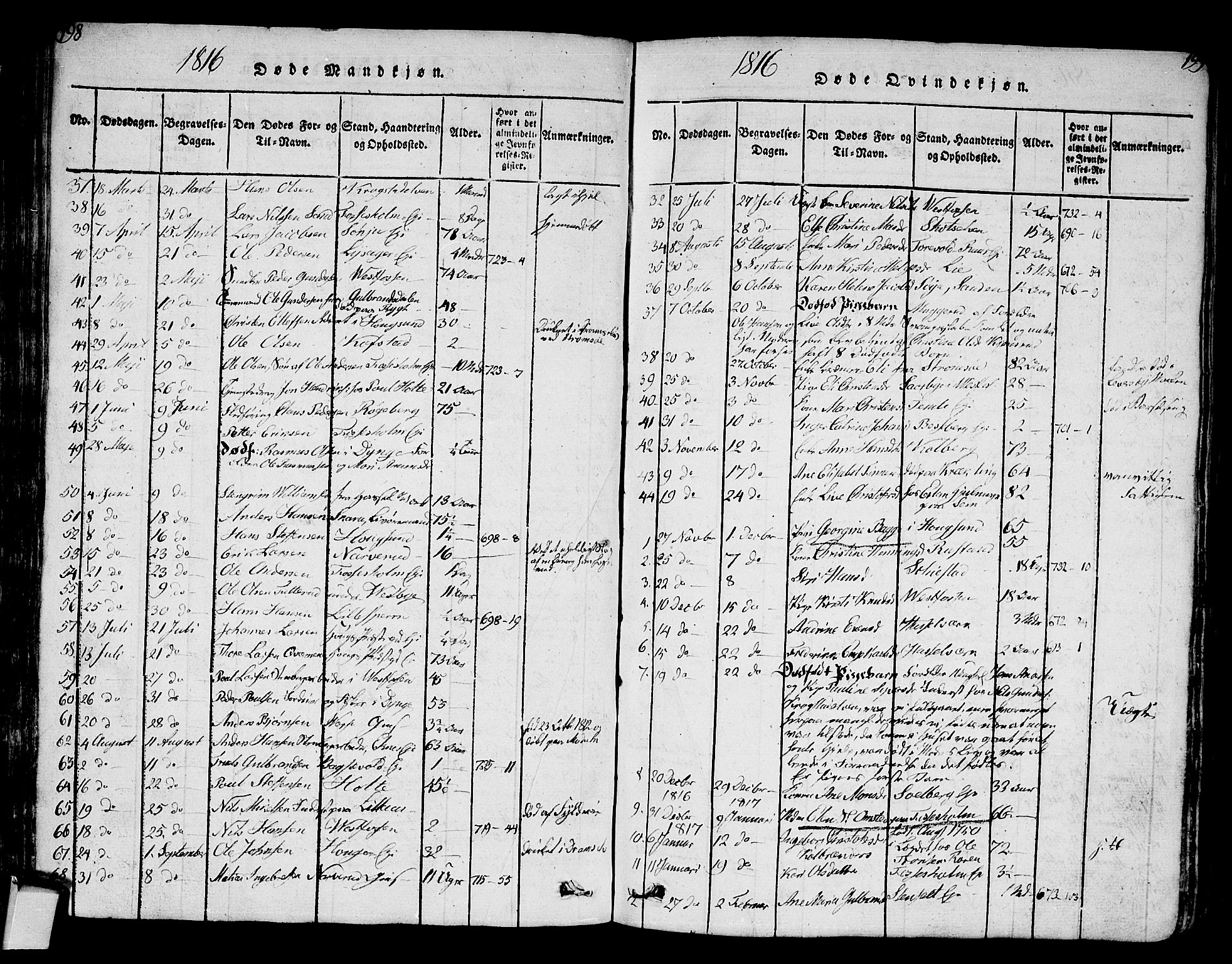 Eiker kirkebøker, AV/SAKO-A-4/G/Ga/L0001: Parish register (copy) no. I 1, 1814-1832, p. 198-199