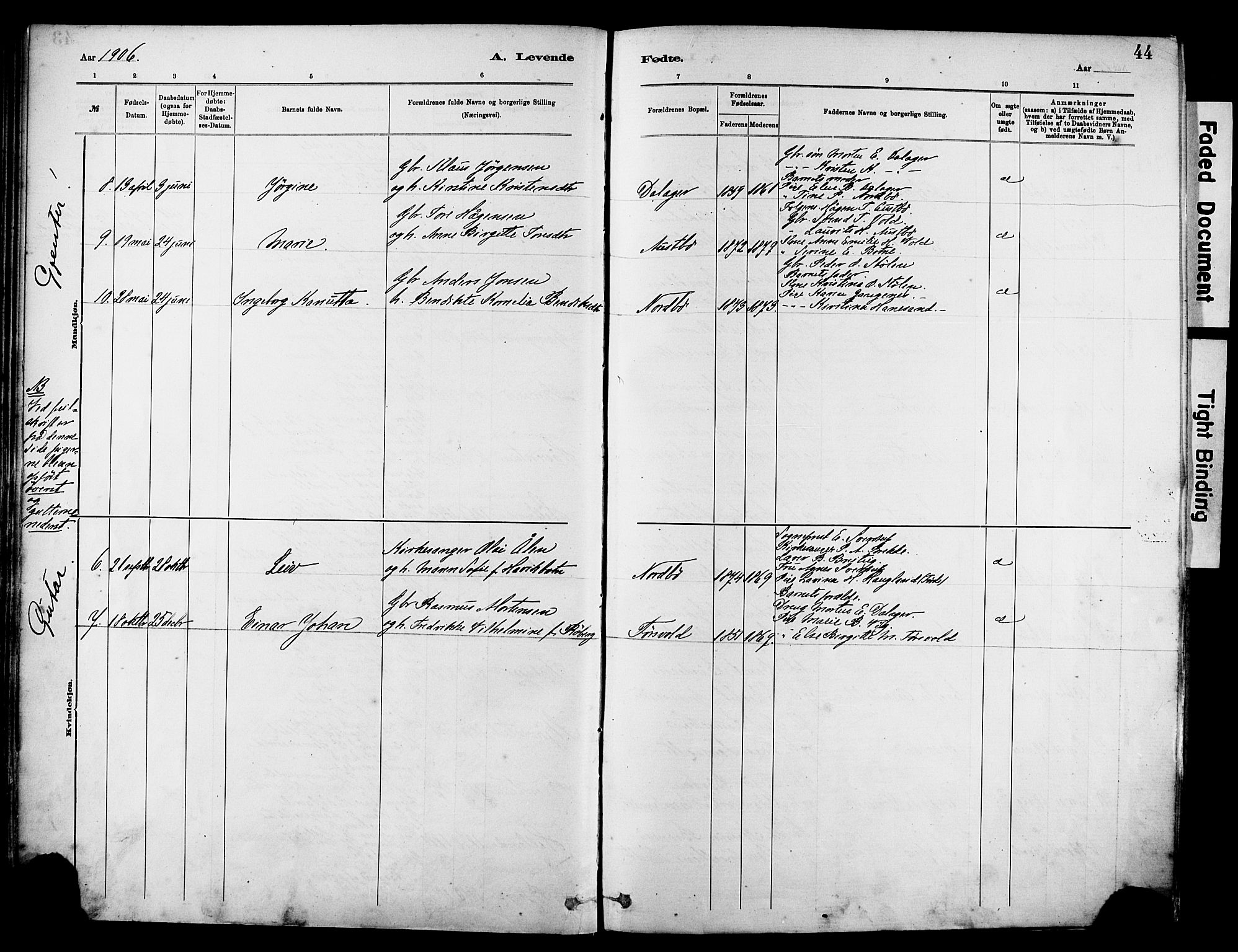 Rennesøy sokneprestkontor, SAST/A -101827/H/Ha/Haa/L0012: Parish register (official) no. A 13, 1885-1917, p. 44