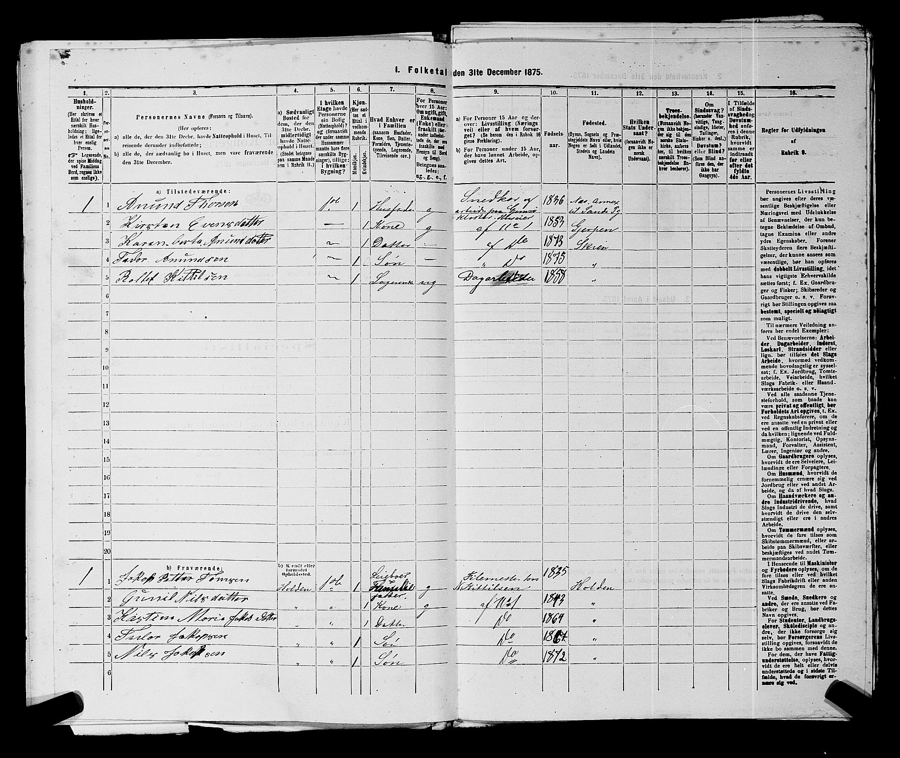 SAKO, 1875 census for 0806P Skien, 1875, p. 1364