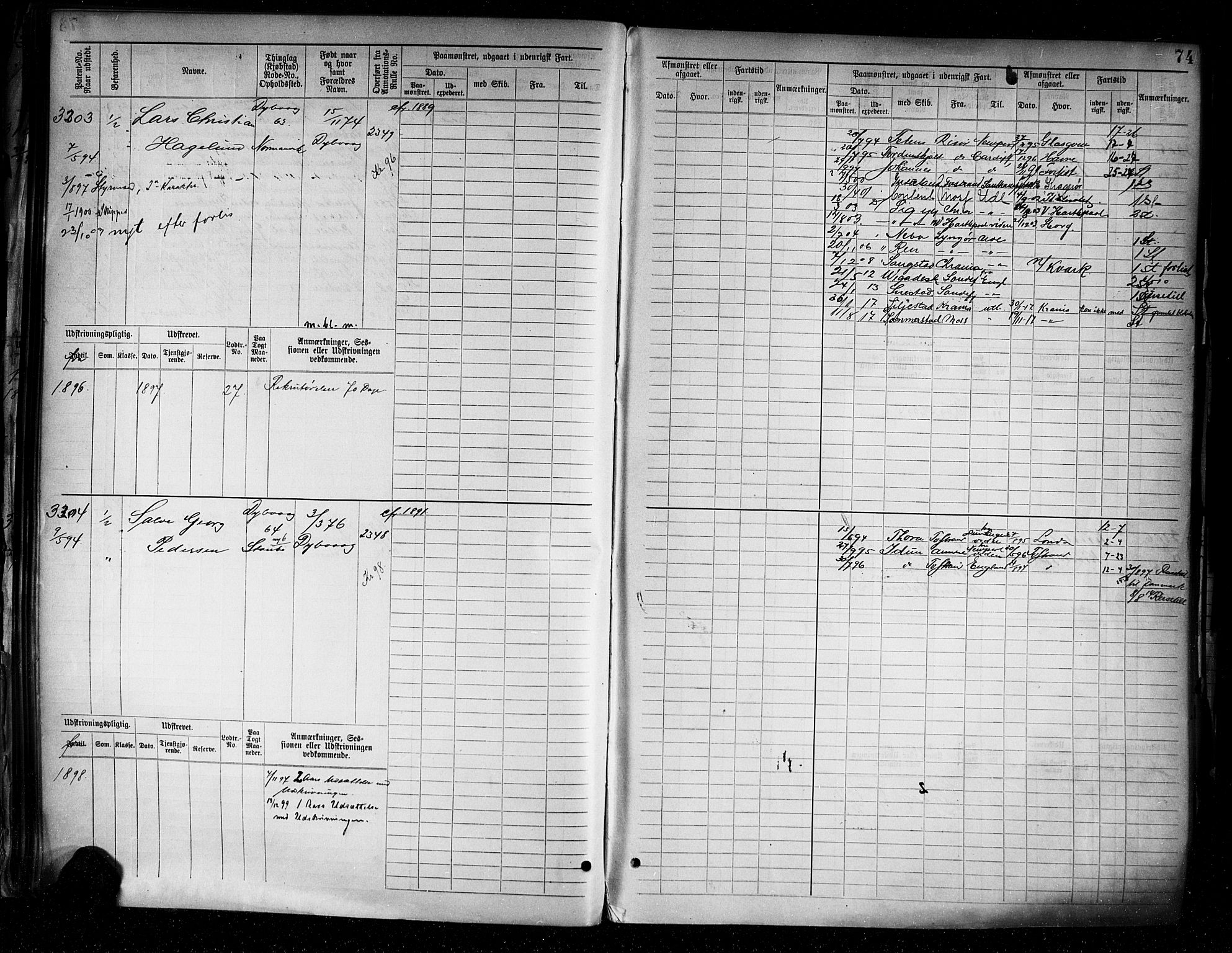Tvedestrand mønstringskrets, AV/SAK-2031-0011/F/Fb/L0005: Hovedrulle A nr 3057-3817, R-6, 1890-1920, p. 76