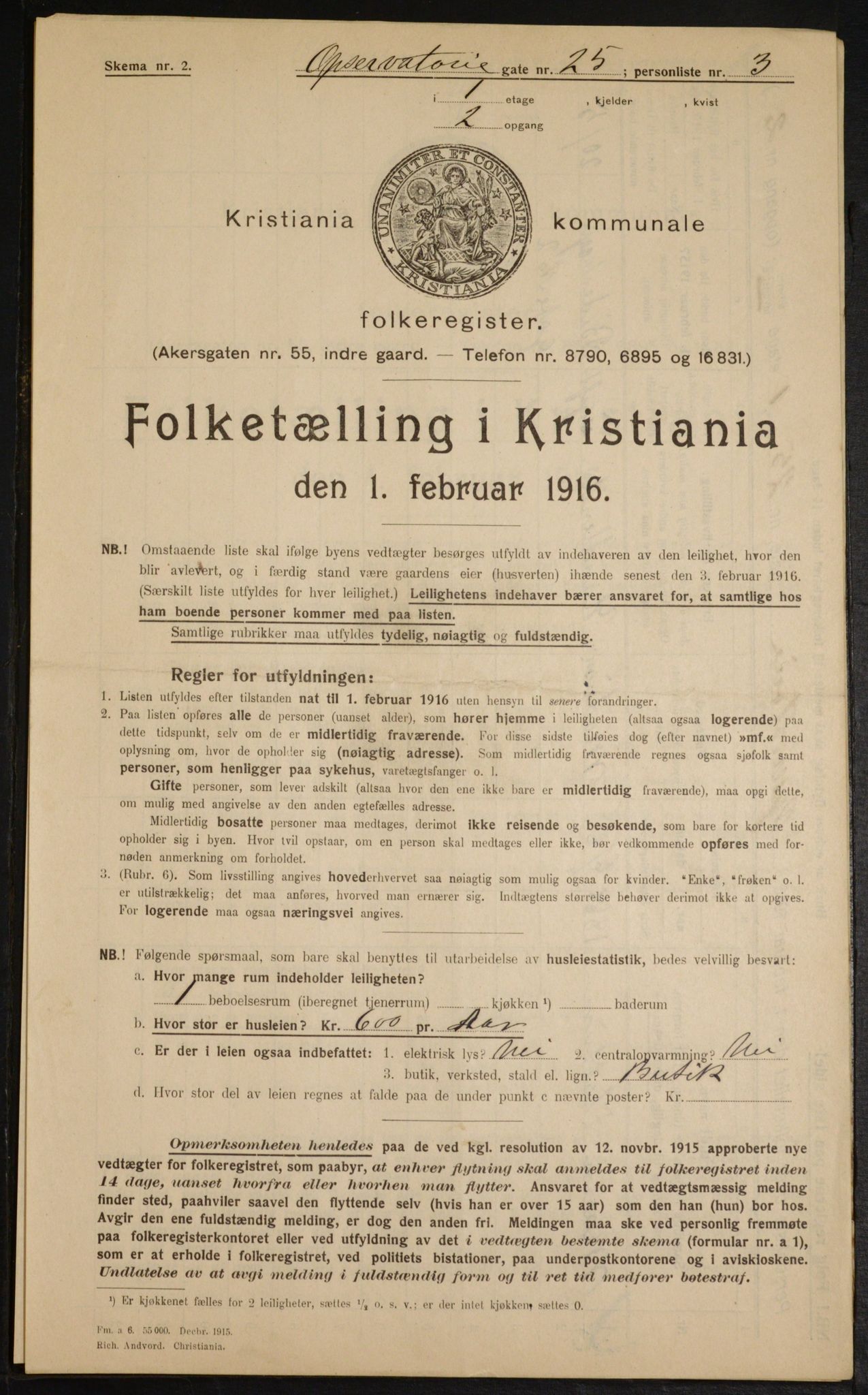 OBA, Municipal Census 1916 for Kristiania, 1916, p. 76143