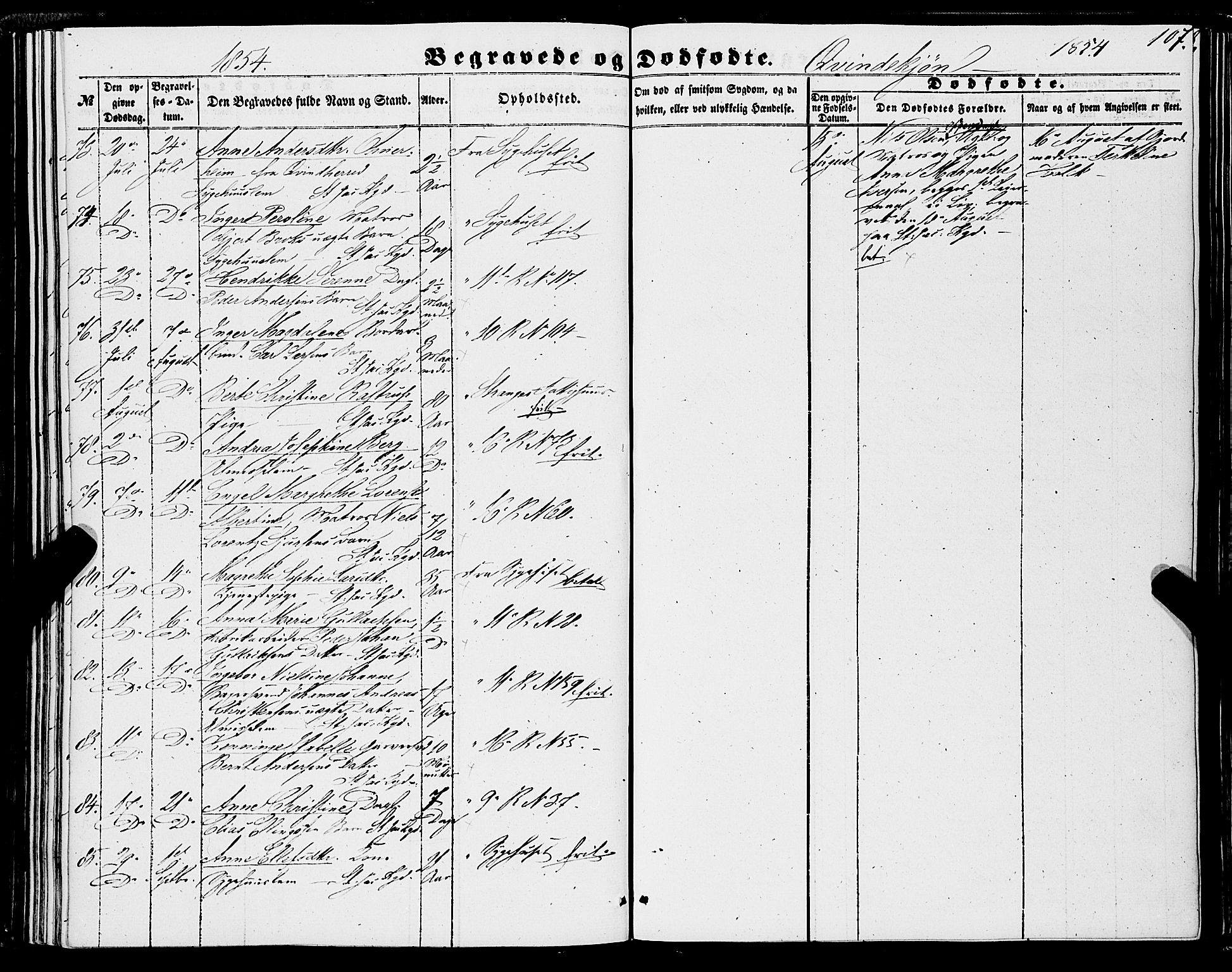 Domkirken sokneprestembete, AV/SAB-A-74801/H/Haa/L0041: Parish register (official) no. E 2, 1853-1863, p. 107