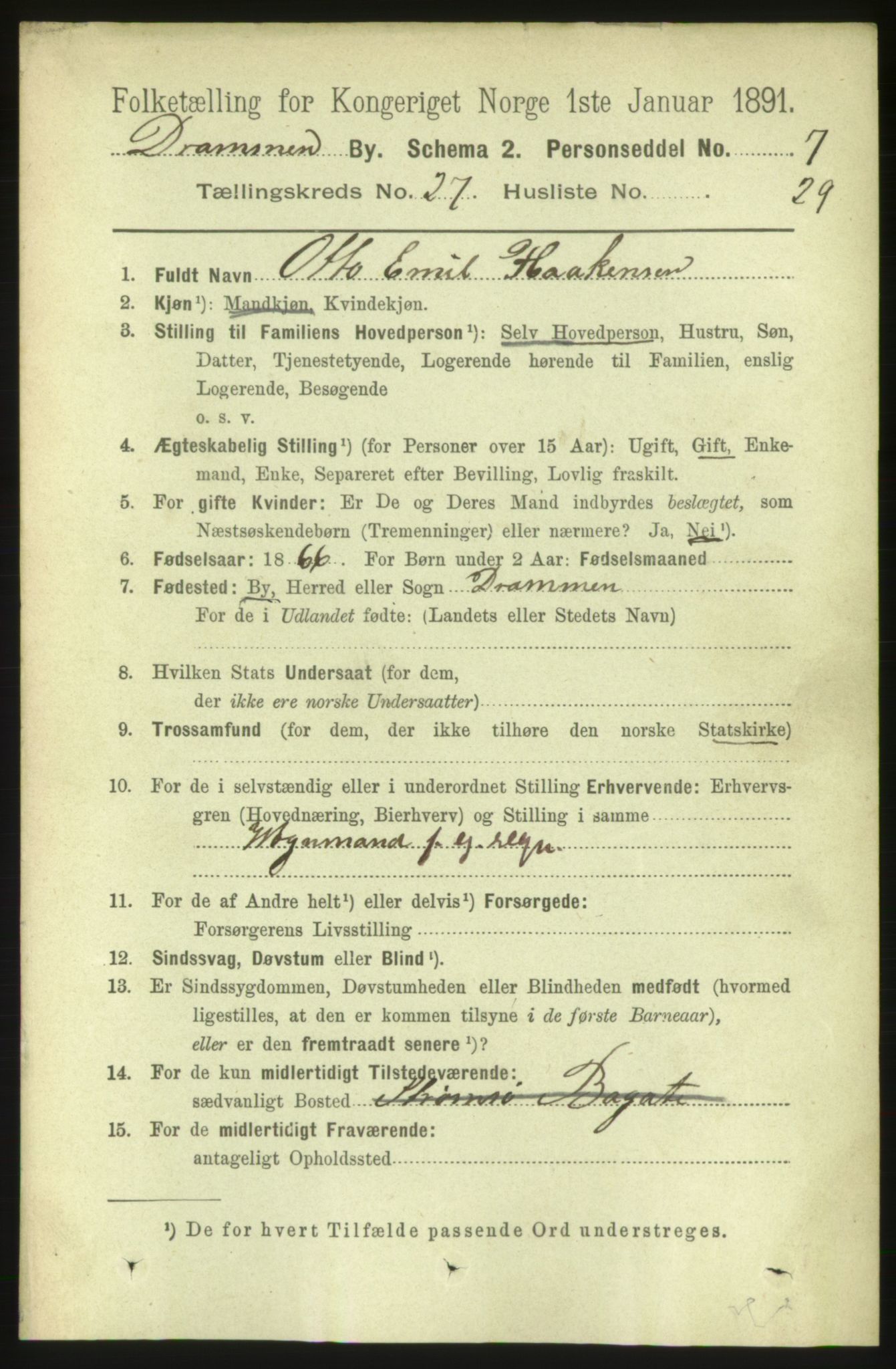 RA, 1891 census for 0602 Drammen, 1891, p. 16611